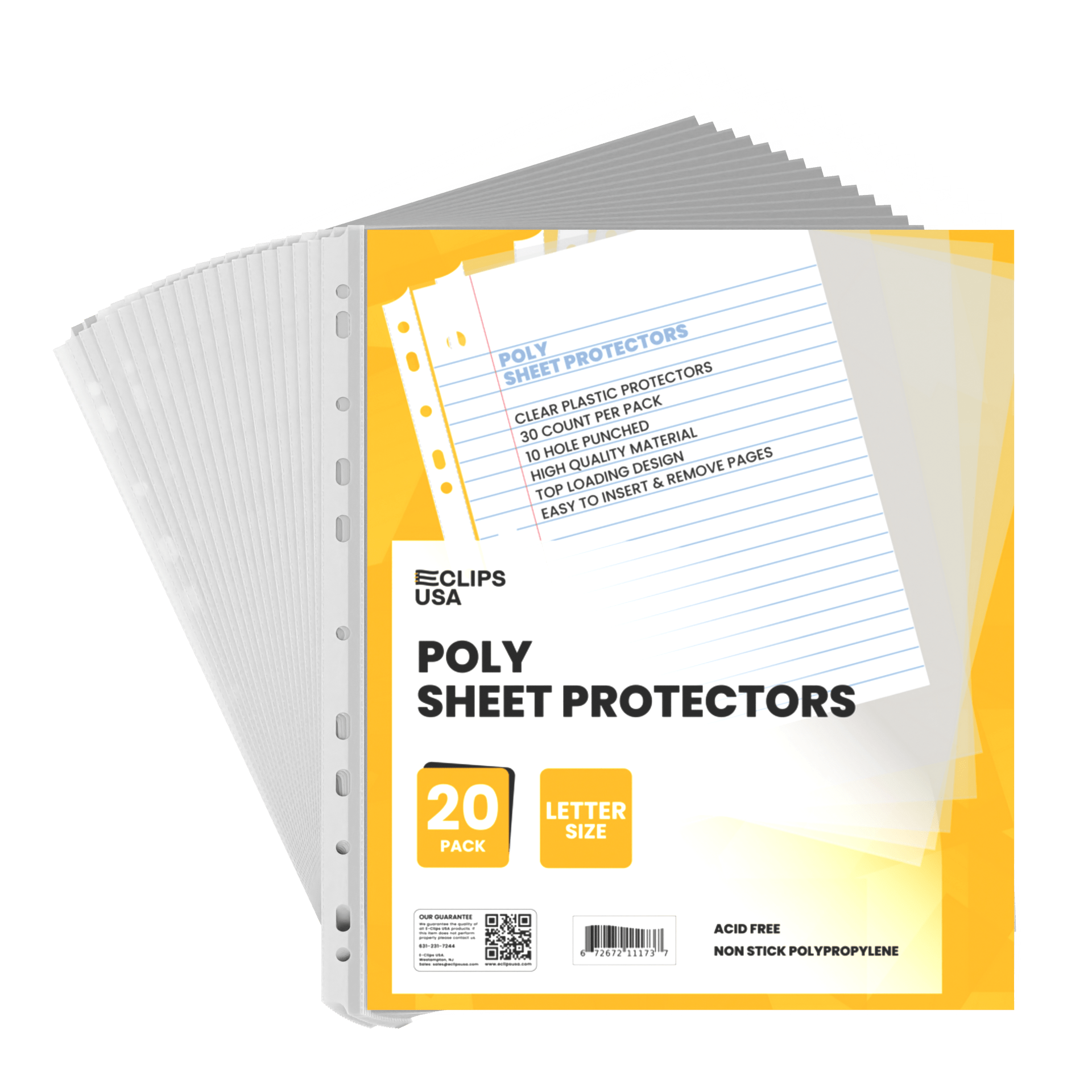 Front facing image of Clear Poly Sheet Protectors.