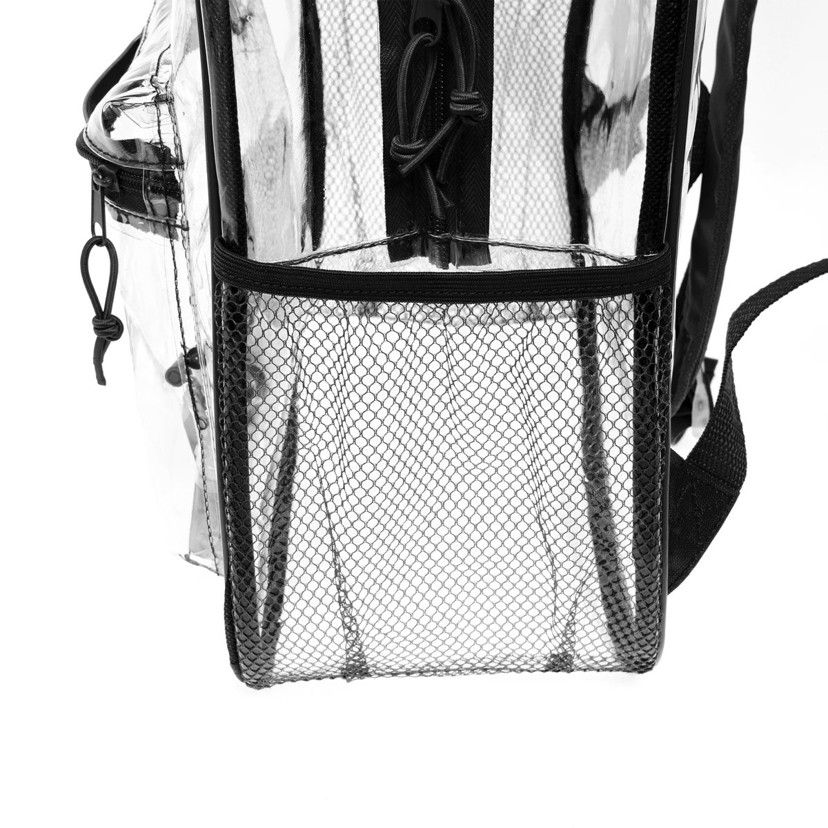 12 Wholesale 17" Clear Backpacks with Black Trim & 12 Bulk School Supply Kits of Your Choice