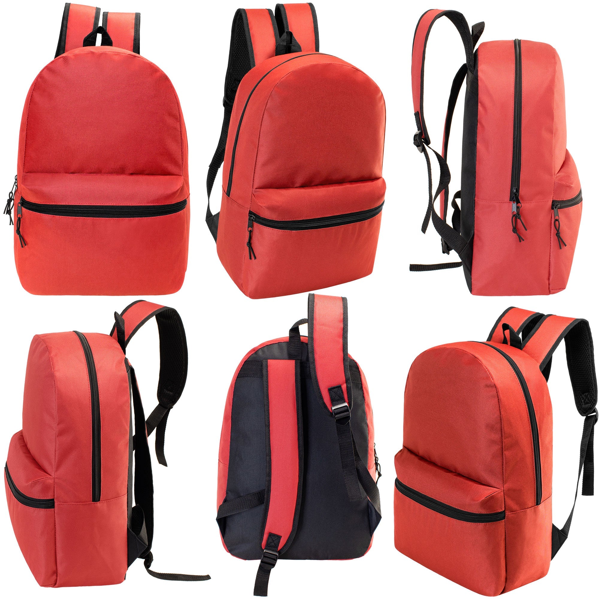 18.5" Basic Wholesale Backpack in 12 Colors - Bulk Case of 24 Bookbags