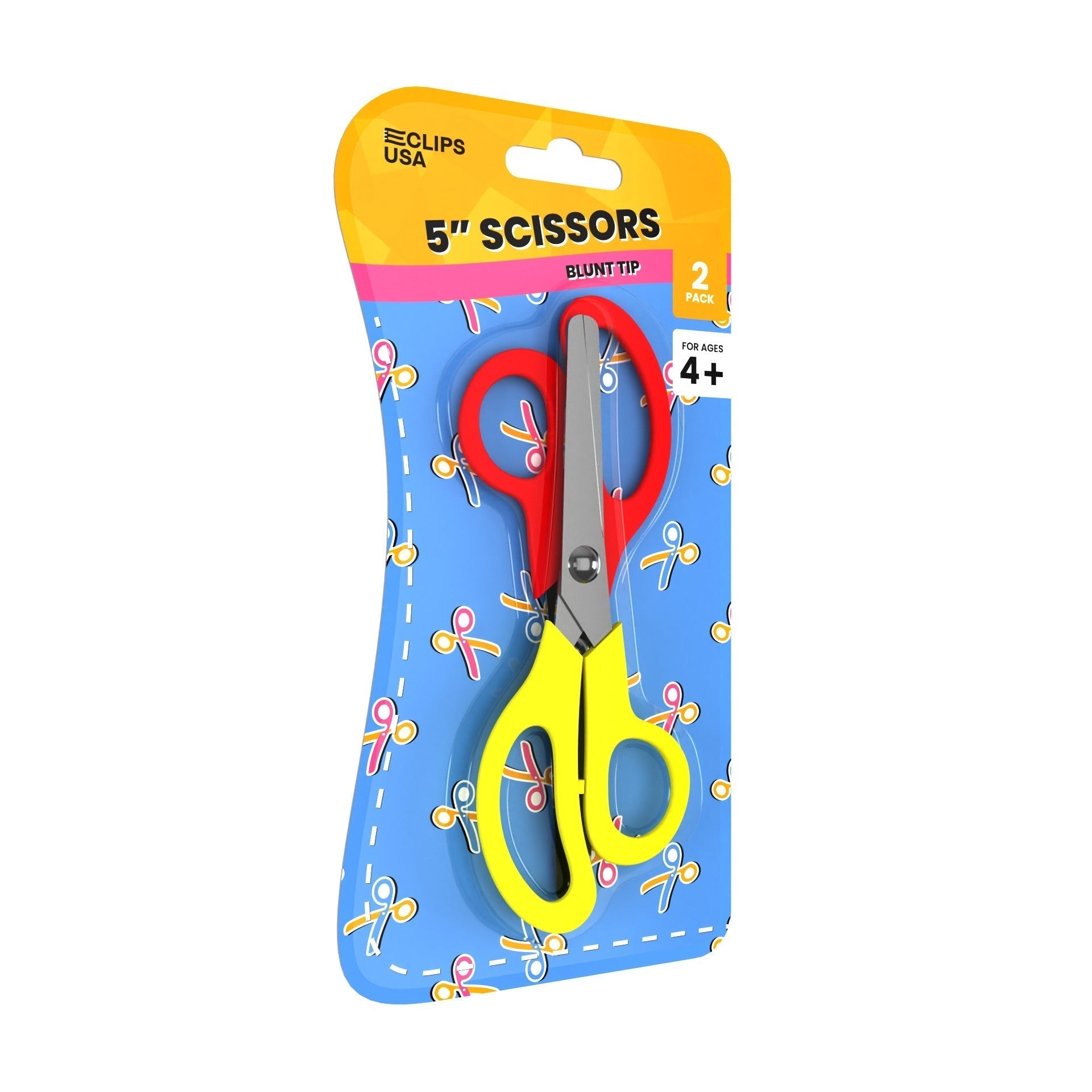 Kids Scissors - Safe For School, 5 Inches, Assorted Colors, 2 Pack, Blunt Tip