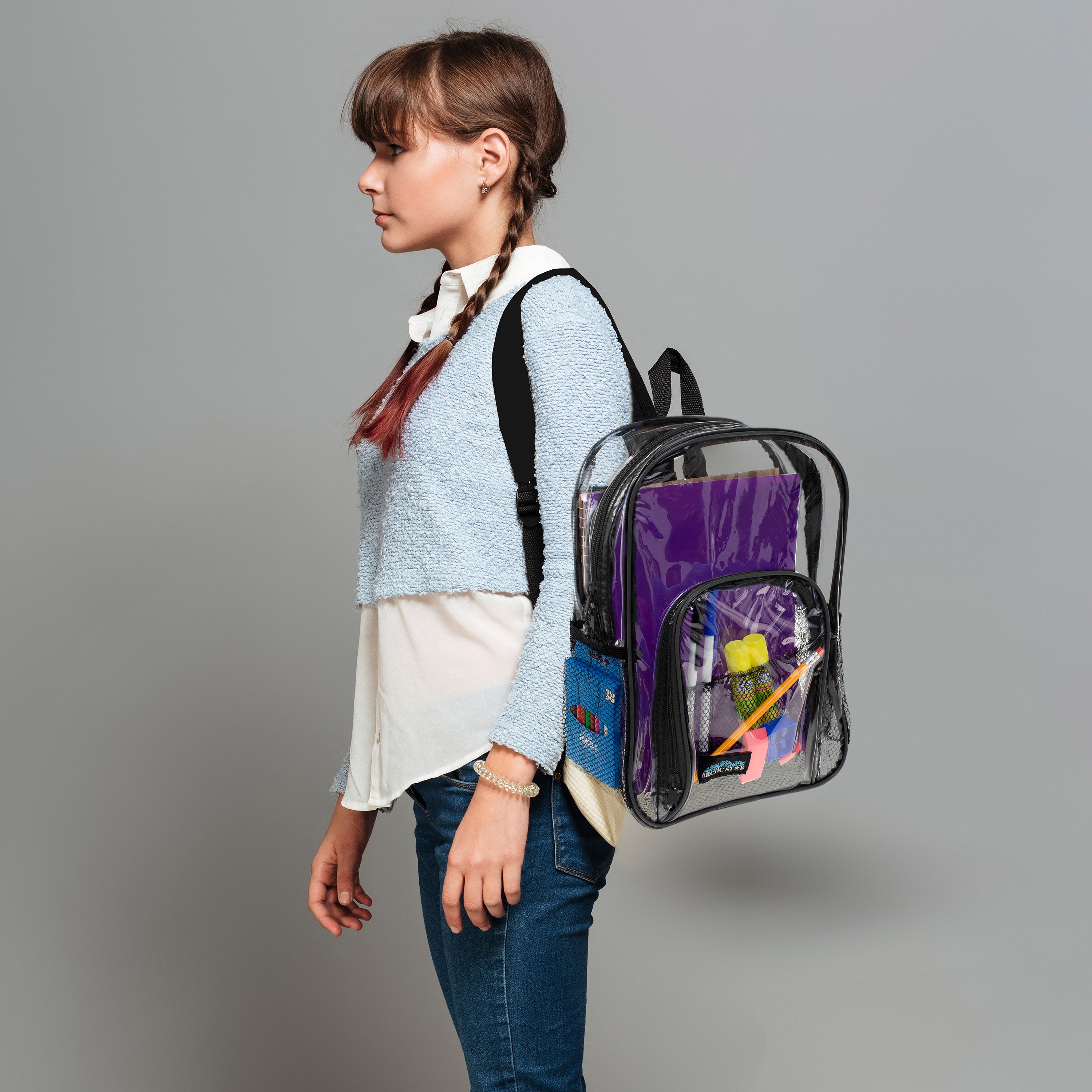 13'' Mini Clear Wholesale Backpacks in 5 Colors - Bulk Case of 24 Bookbags