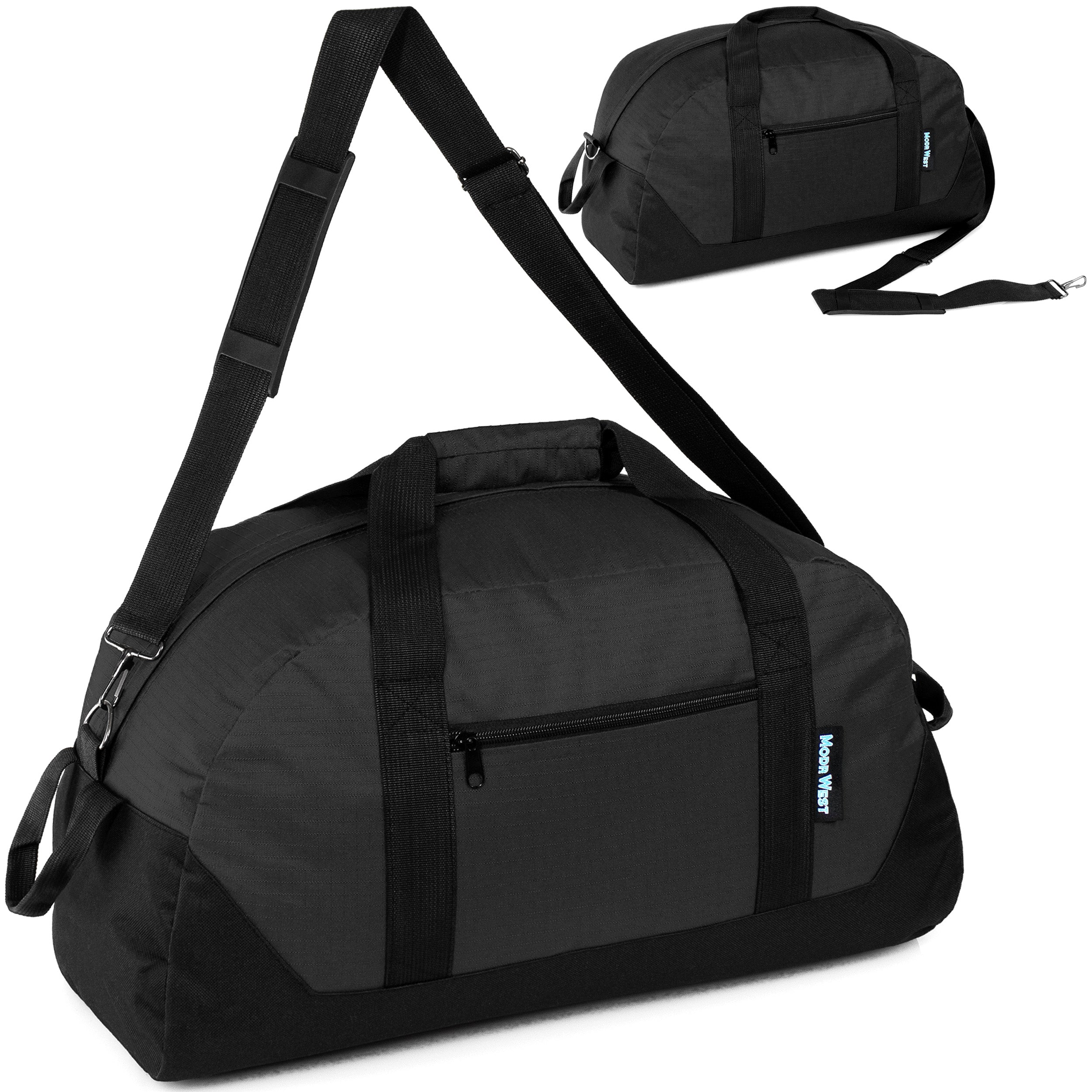 20" Wholesale Duffle Bag in Black with a Removable Strap - Bulk Case of 24
