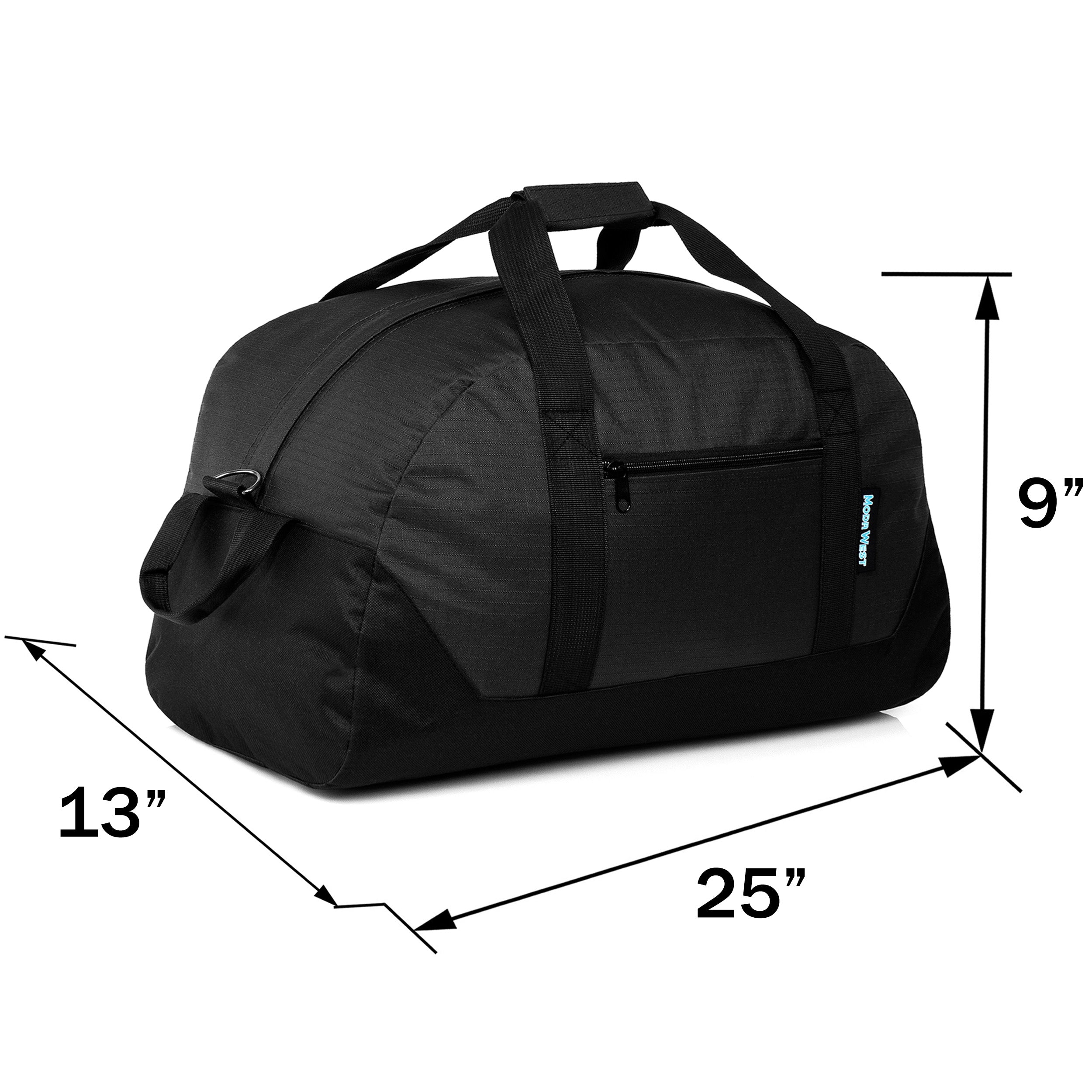 25" Wholesale Black Duffle Bag with a Removable Strap - Bulk Case of 12 Duffels