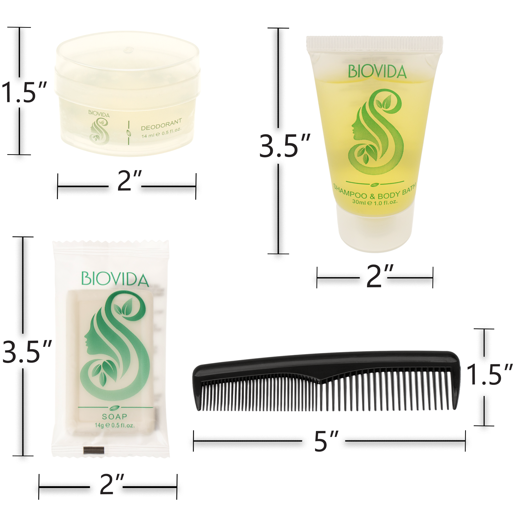 9 Piece Deluxe Wholesale Hygiene Kits - Bulk Toiletry Case of 96 Biovida