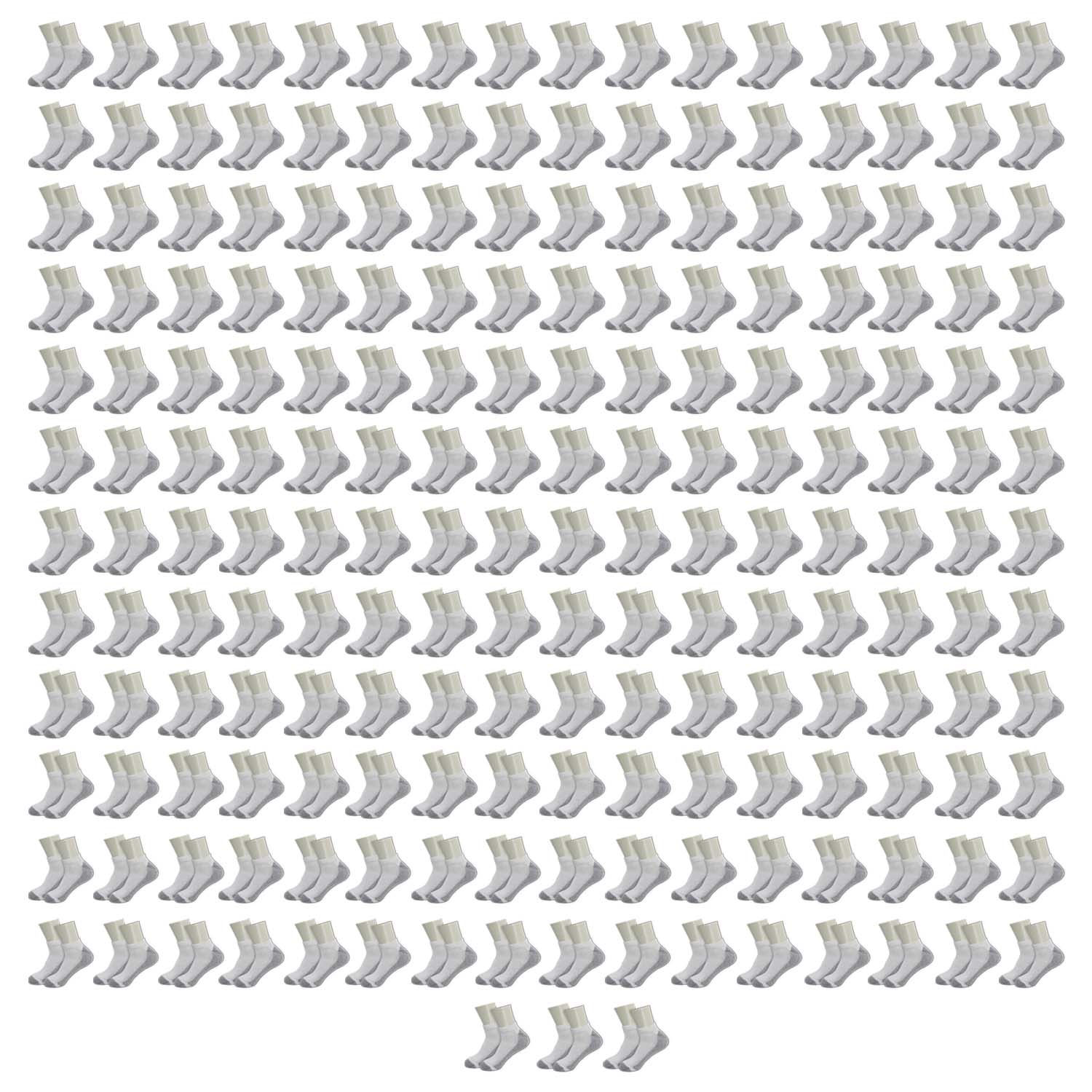 Unisex Low Cut Wholesale Socks, Size 10-13 in White with Grey - Bulk Case of 180 Pairs