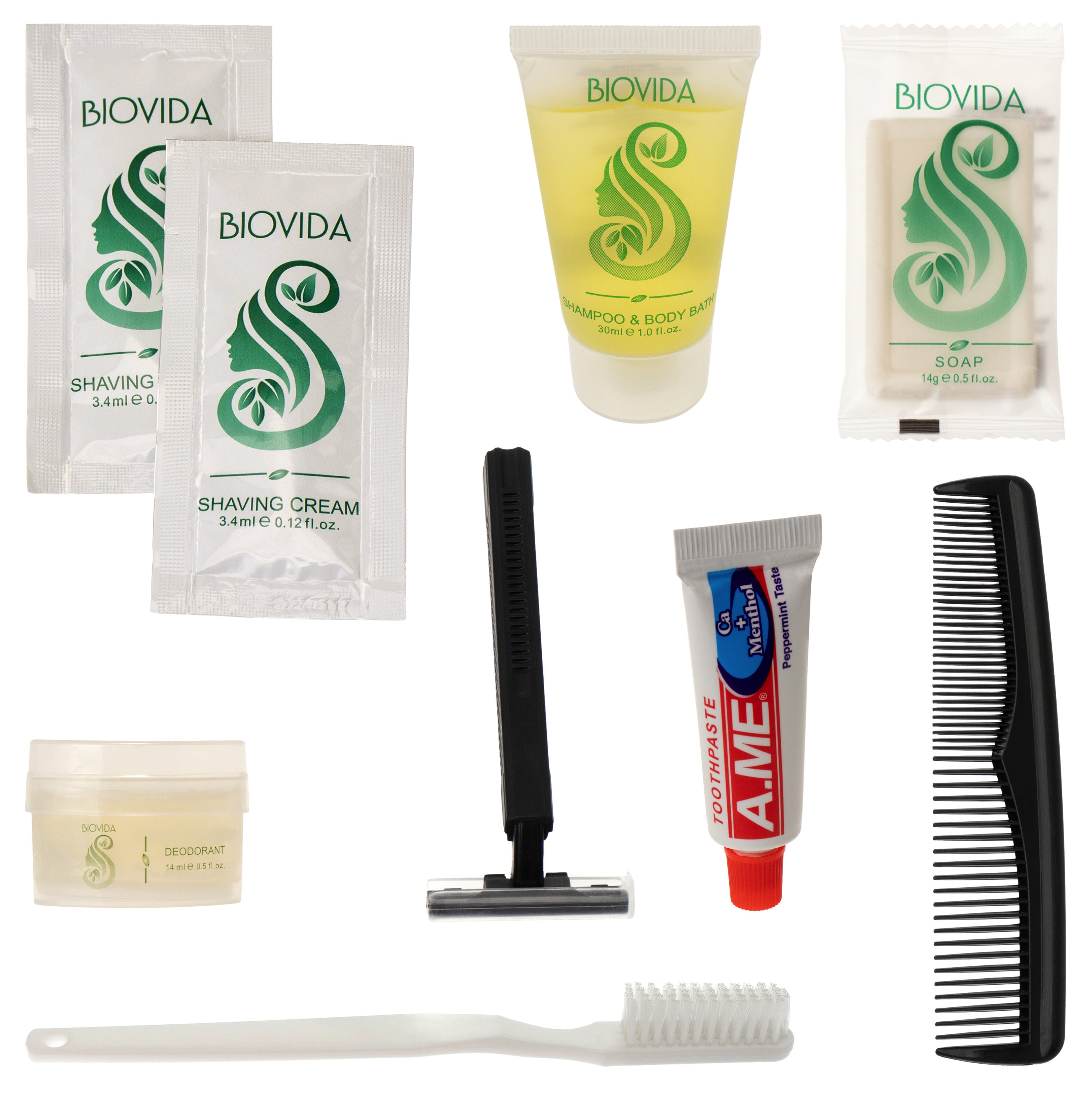 9 Piece Deluxe Wholesale Hygiene Kits - Bulk Toiletry Case of 96 Biovida