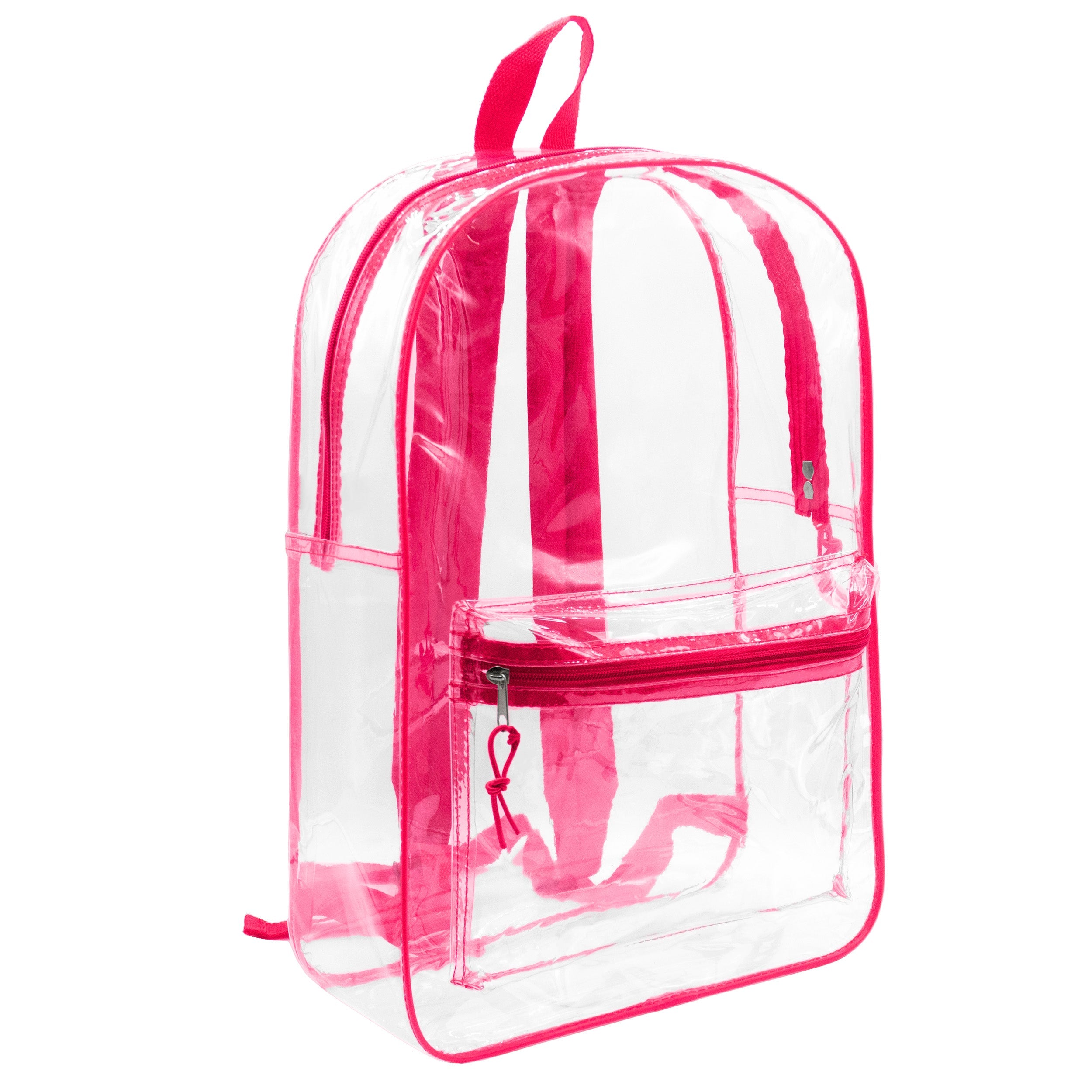 17" Clear Vinyl Backpacks With Assorted Color Piping - Wholesale Kit of 12