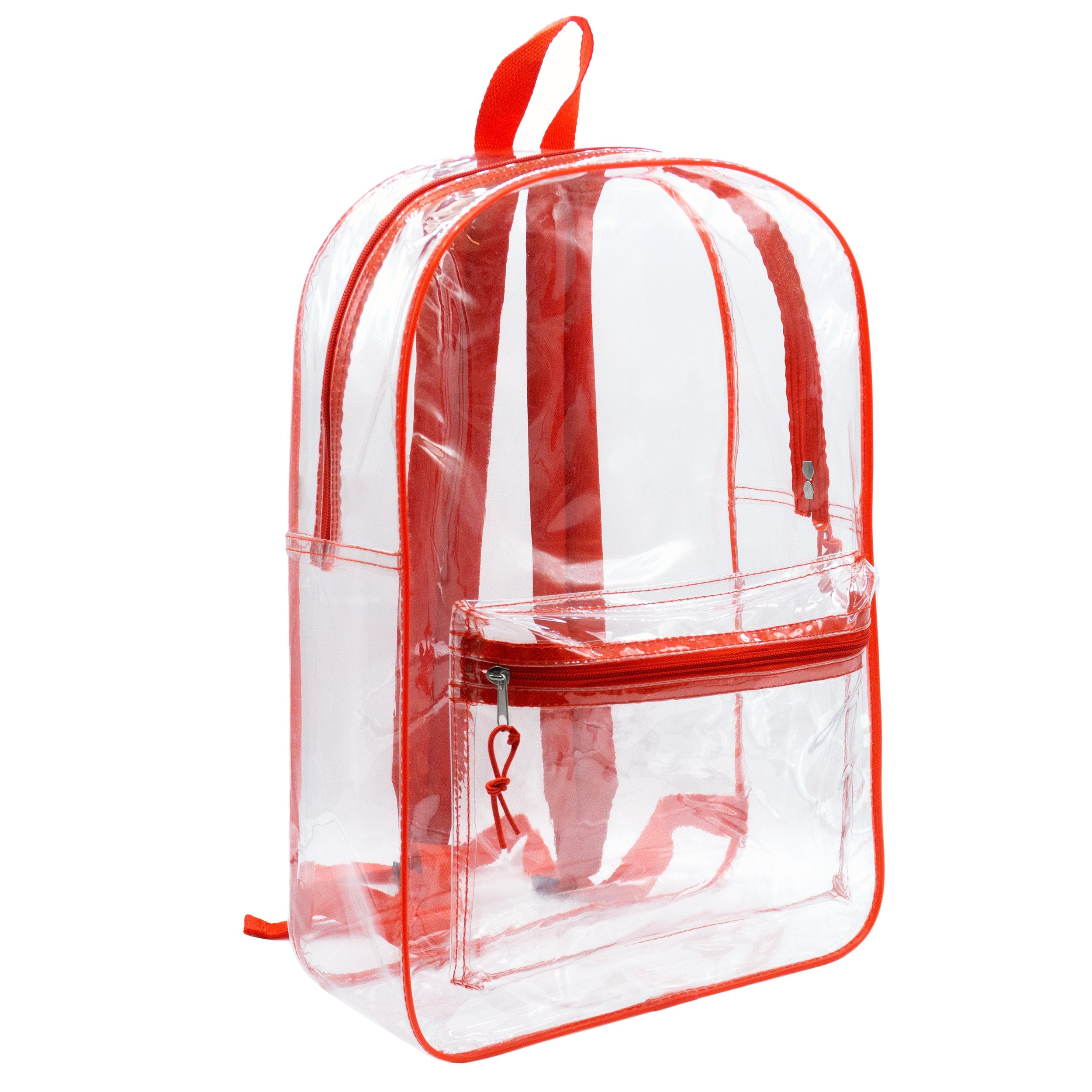 17" Clear Vinyl Backpacks With Assorted Color Piping - Wholesale Kit of 12