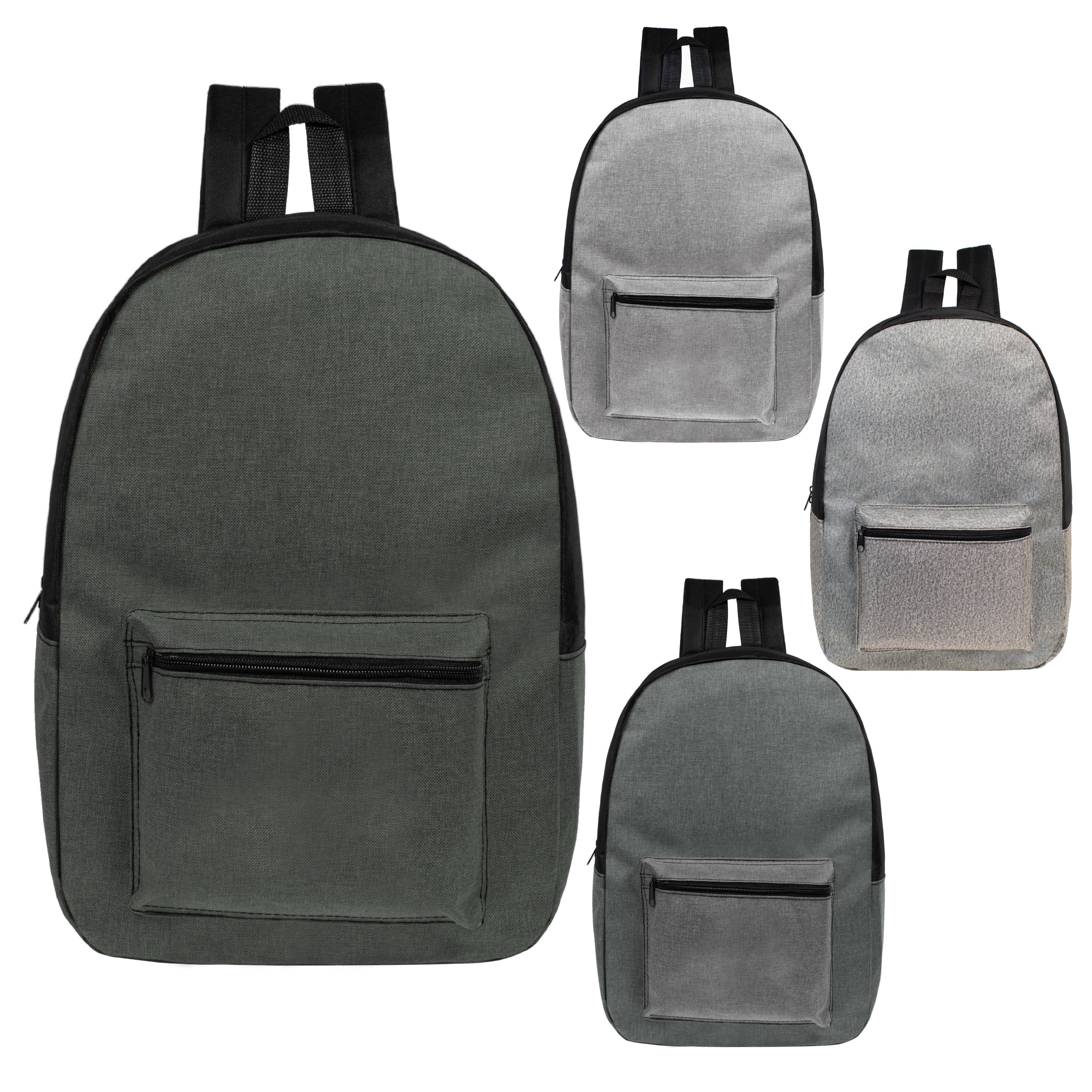 17" Kids Basic Wholesale Backpack in Assorted 4 Colors - Bulk Case of 24 Bookbags