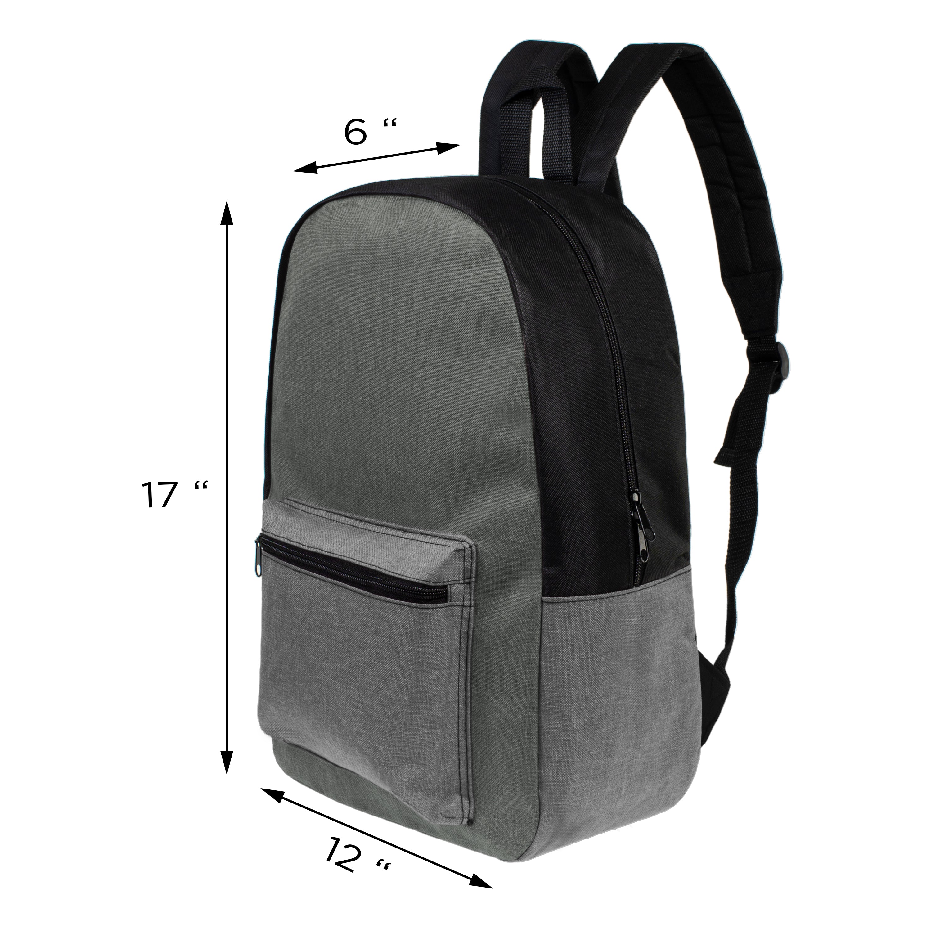 17" Kids Basic Wholesale Backpack in Assorted 4 Colors - Bulk Case of 24 Bookbags