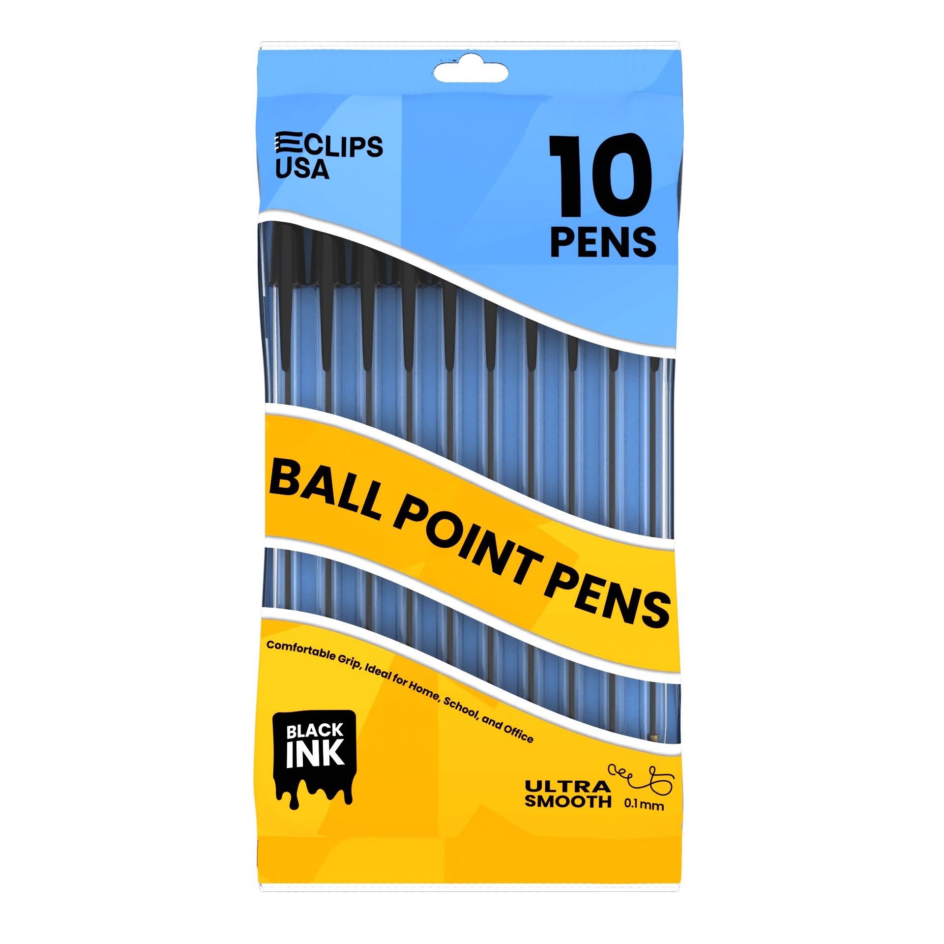 Wholesale Ballpoint Pens in Black - Pack of 10 - Bulk Case of 72 Packs - 720 Black Pens Total