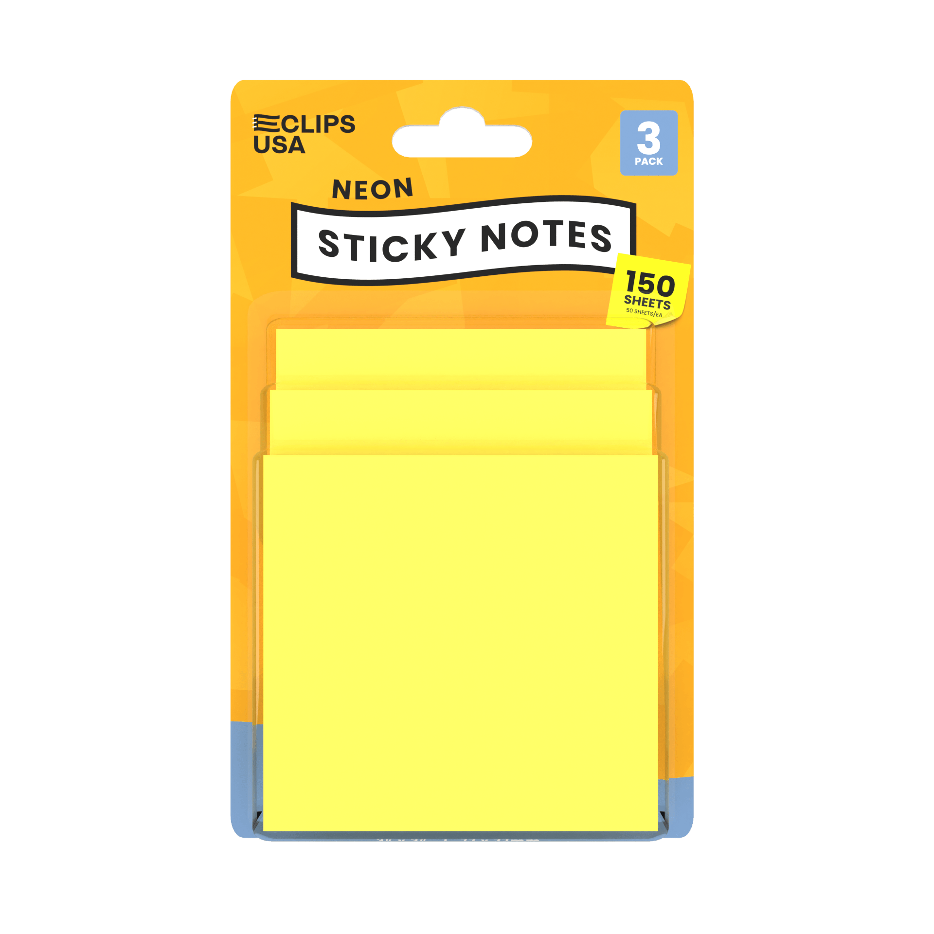 Wholesale Neon Yellow Sticky Notes - 3 X 3 Inches - 3 Pads / Pack - Bulk Case of 48 Packs