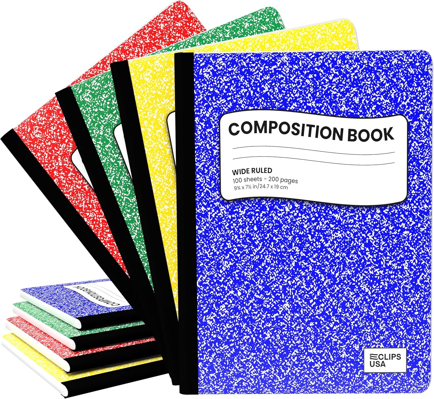 Wholesale Wide Ruled Composition Notebooks in Assorted Colors - Bulk Case of 100 Notebooks