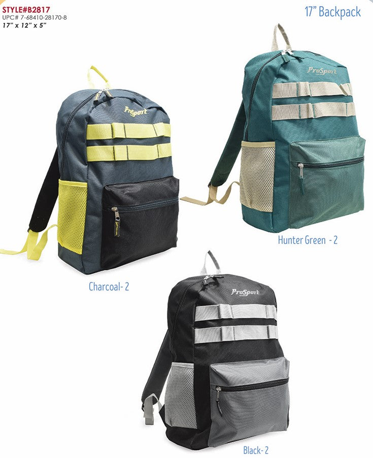 17" Basic Backpack in Assorted Colors - Wholesale Case of 24 Backpacks