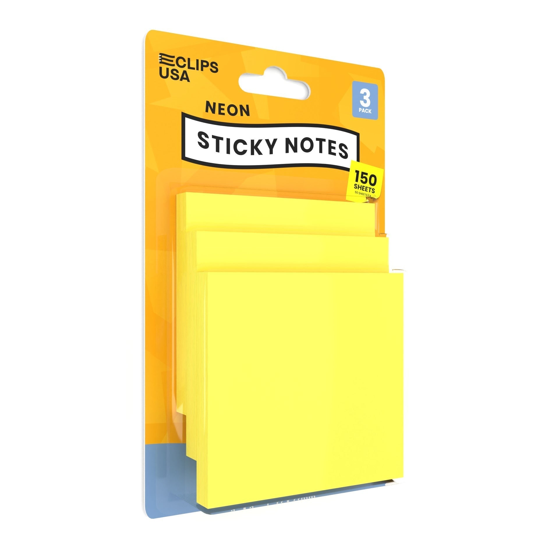 Wholesale Neon Yellow Sticky Notes - 3 X 3 Inches - 3 Pads / Pack - Bulk Case of 48 Packs