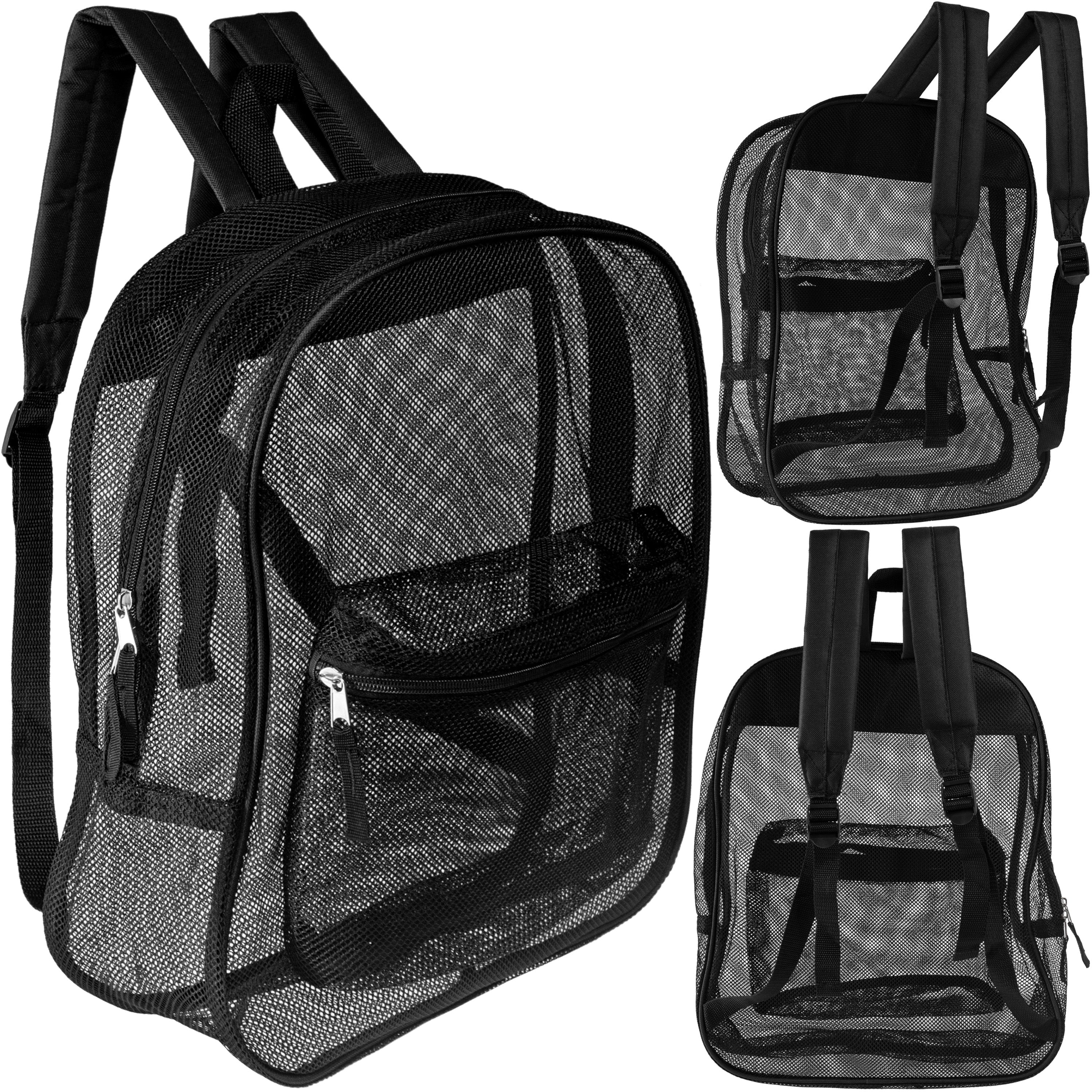 12 Wholesale 17" Mesh Backpacks in Black & 12 Bulk School Supply Kits of Your Choice