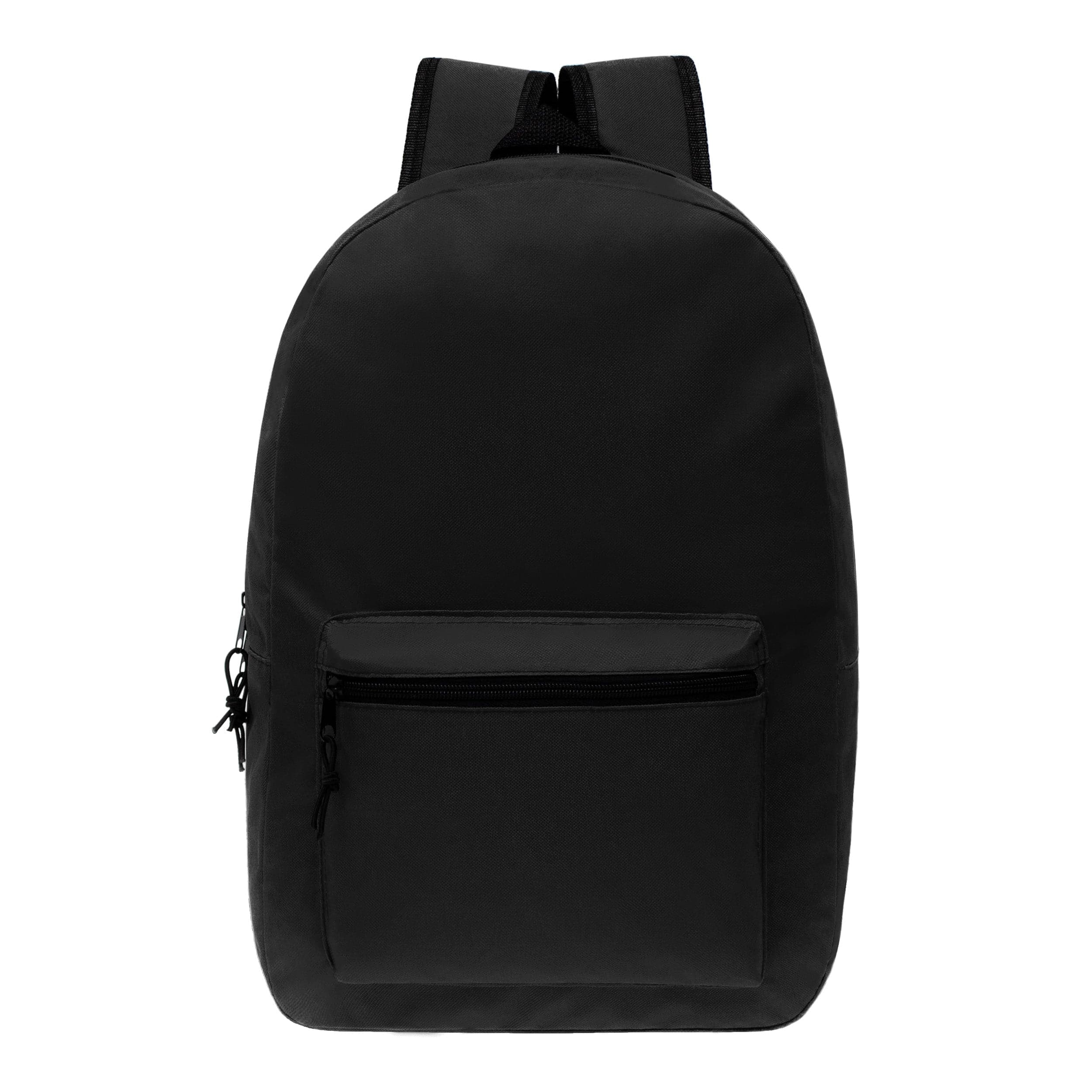 15" Kids Basic Wholesale Backpack in Black - Bulk Case of 24