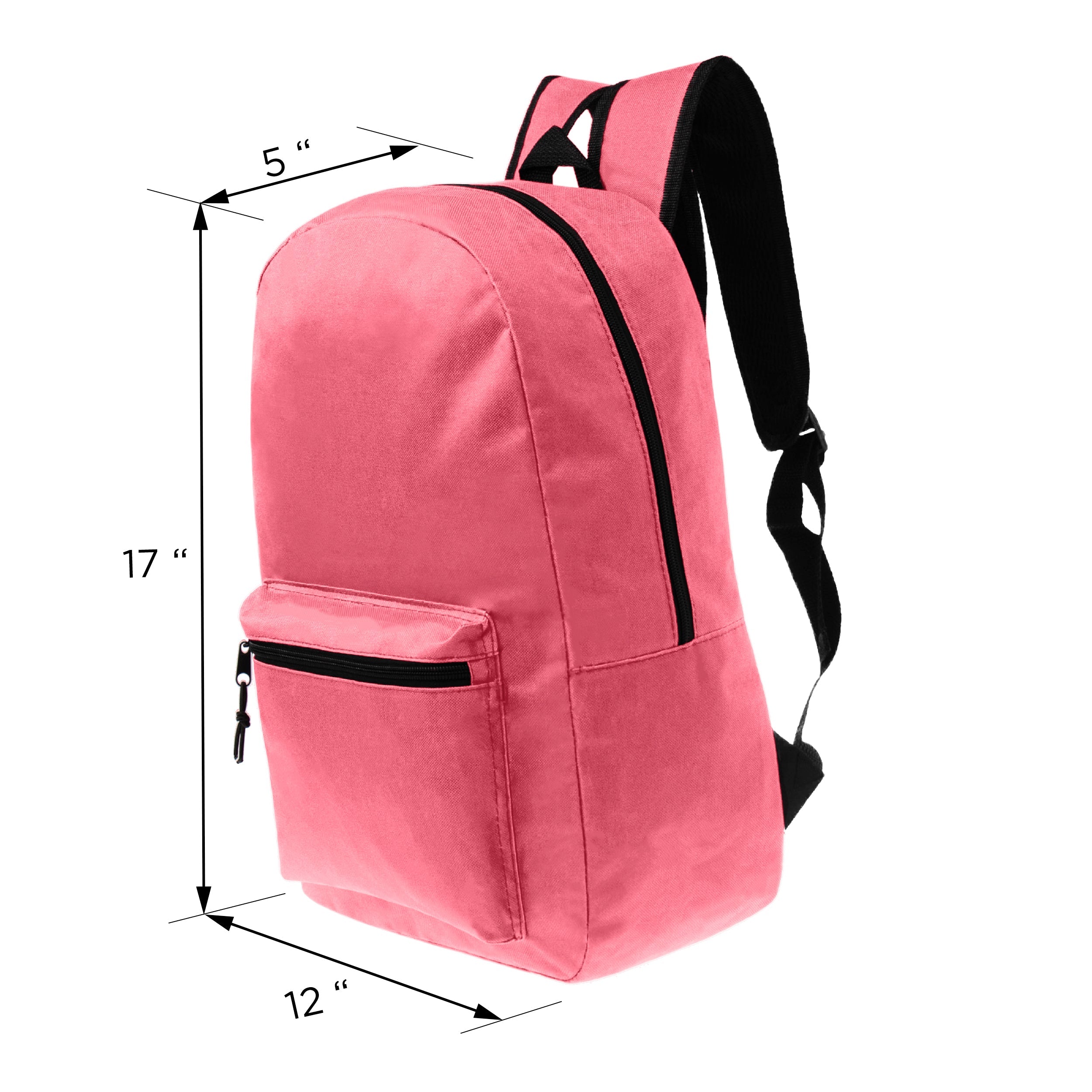 17" Kids Basic Wholesale Backpack in Pink - Bulk Case of 24 Backpacks