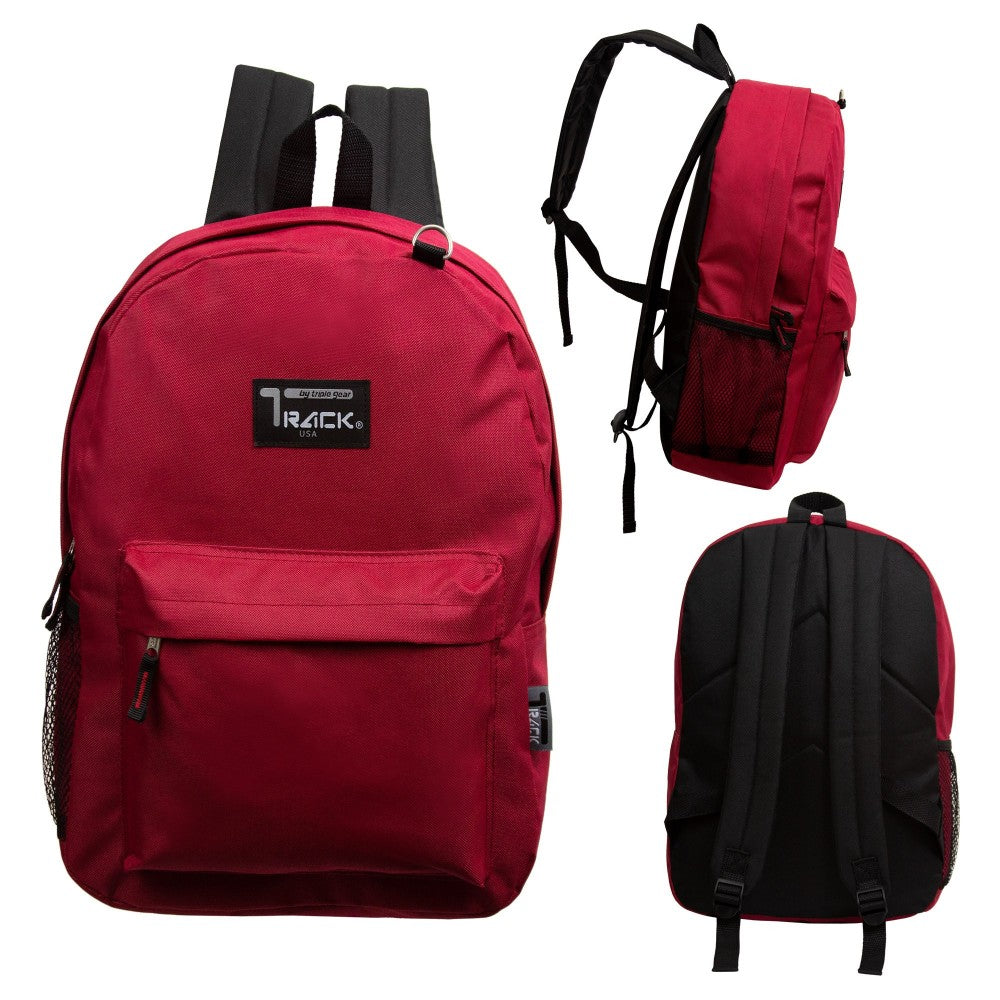 17" Classic Bulk Burgundy Backpacks - Wholesale Case of 24 Bookbags