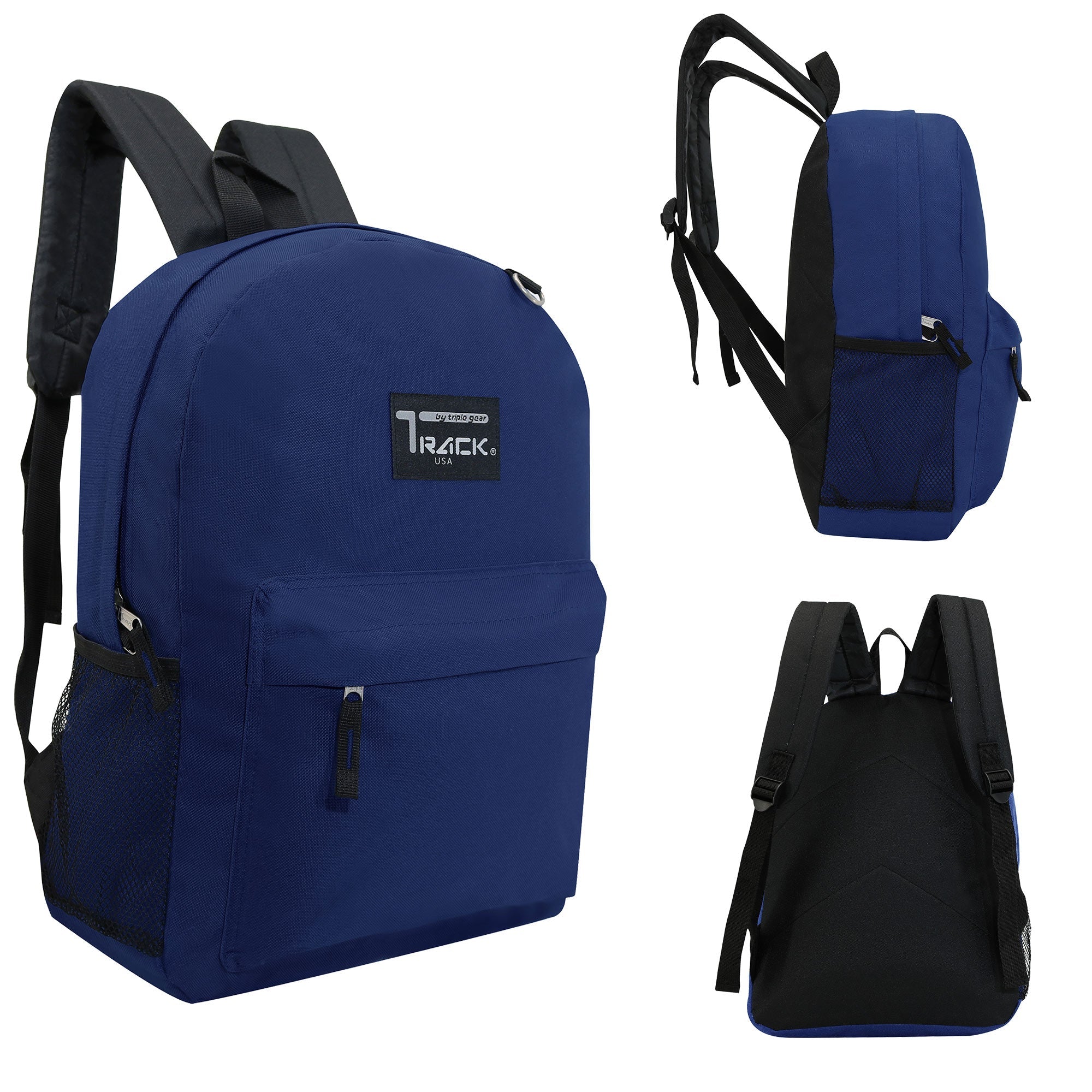 12 Navy Blue 17" Backpacks with 12 Winter Item Sets & Your Choice of 12 Bulk Hygiene Kits - Wholesale Homeless Care Package