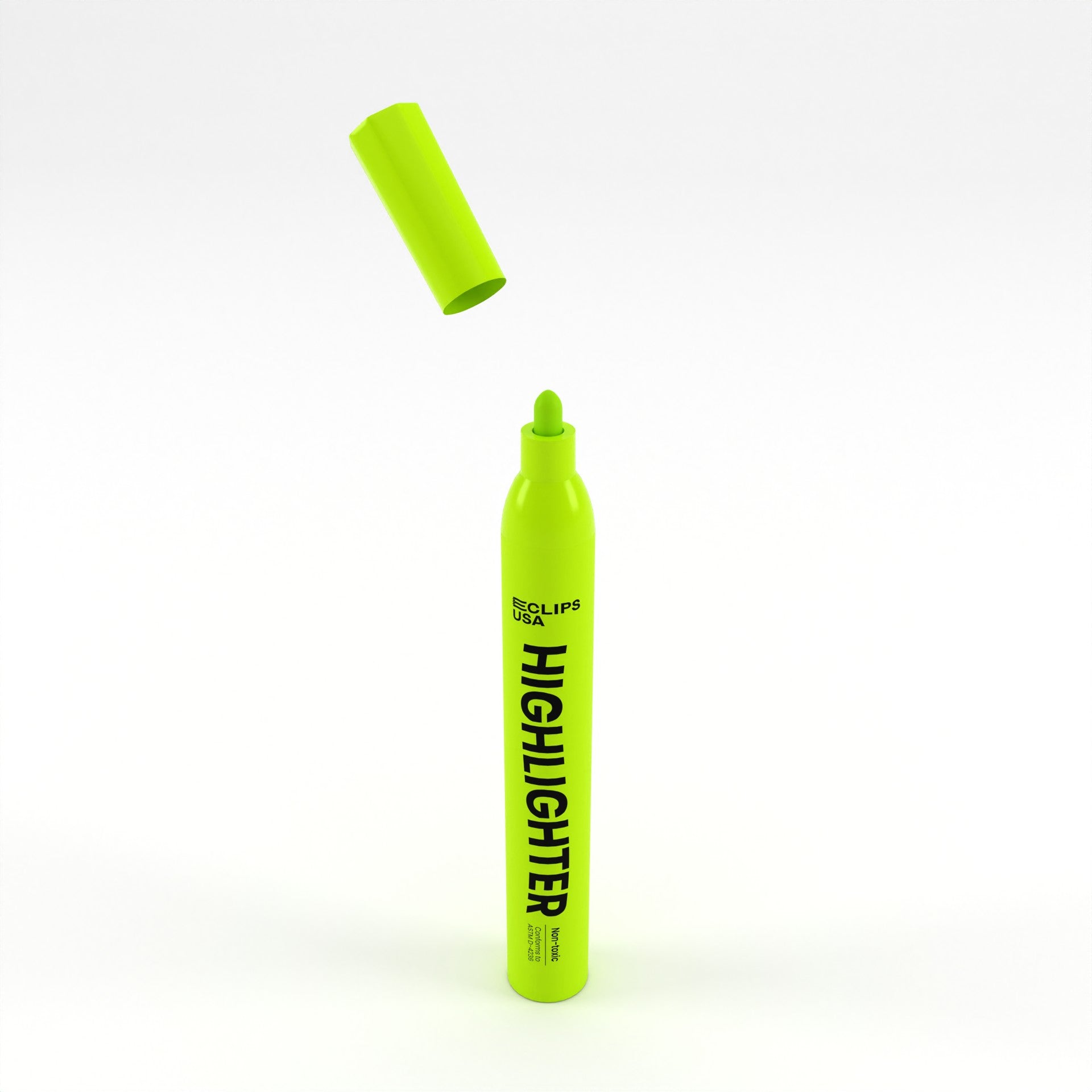 Fluorescent Highlighter Pen - Non-toxic, Yellow, Fine-tip