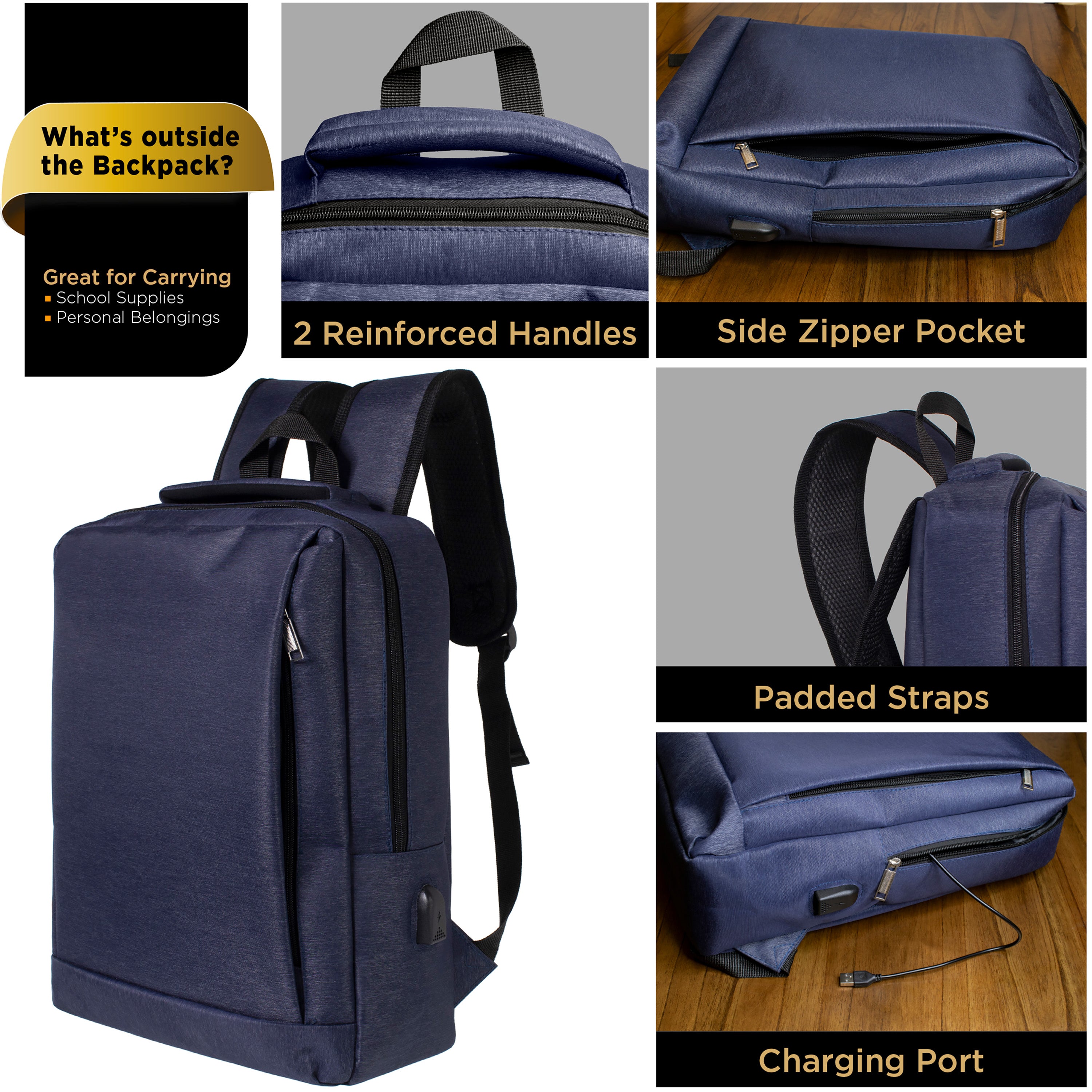 12 Wholesale 18" Premium Laptop Backpacks & 12 Bulk School Supply Kits of Your Choice