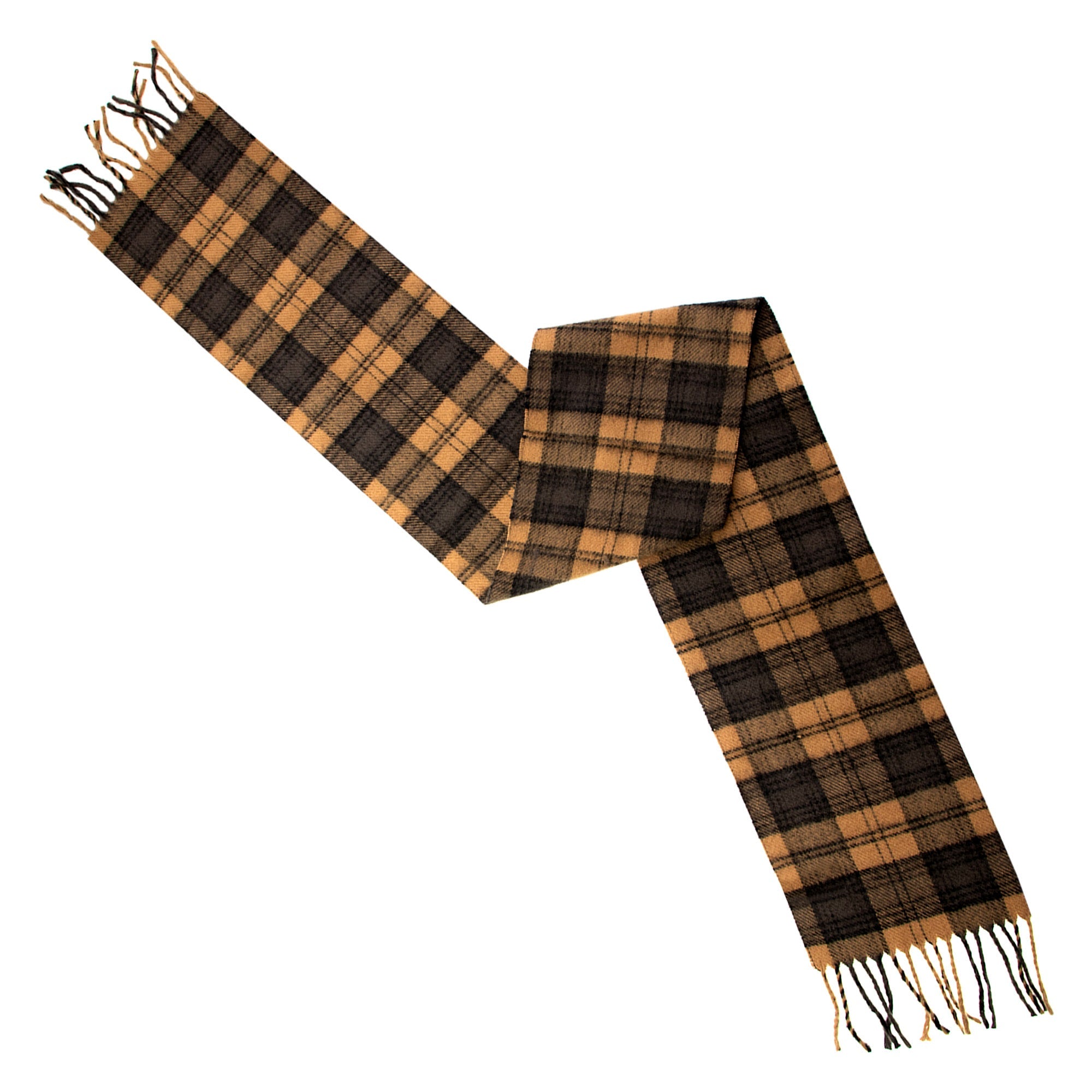 Unisex Wholesale Scarf in Brown Plaid Style - Bulk Case of 48