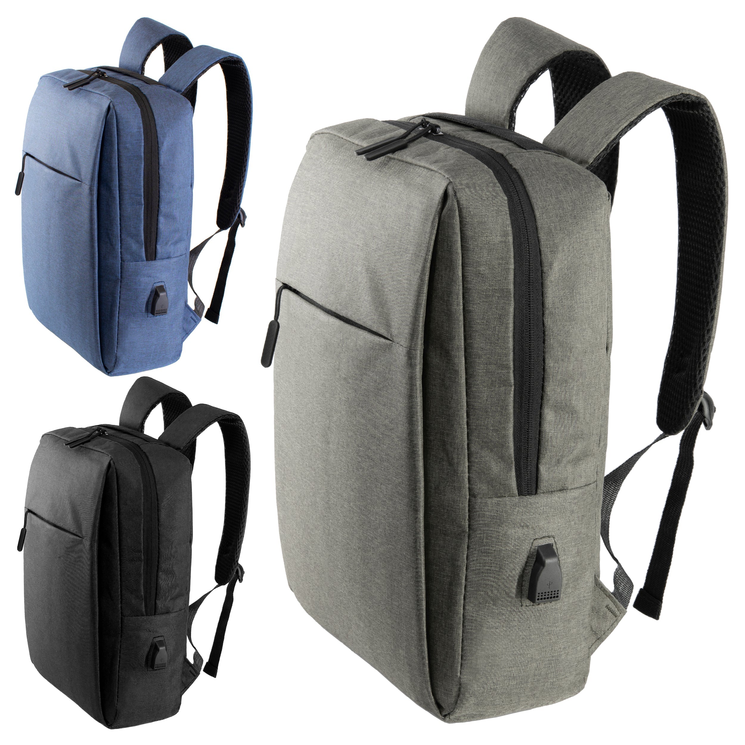 17" Wholesale Premium Design Laptop Backpacks in 3 Colors - Bulk Case of 24 Bookbags