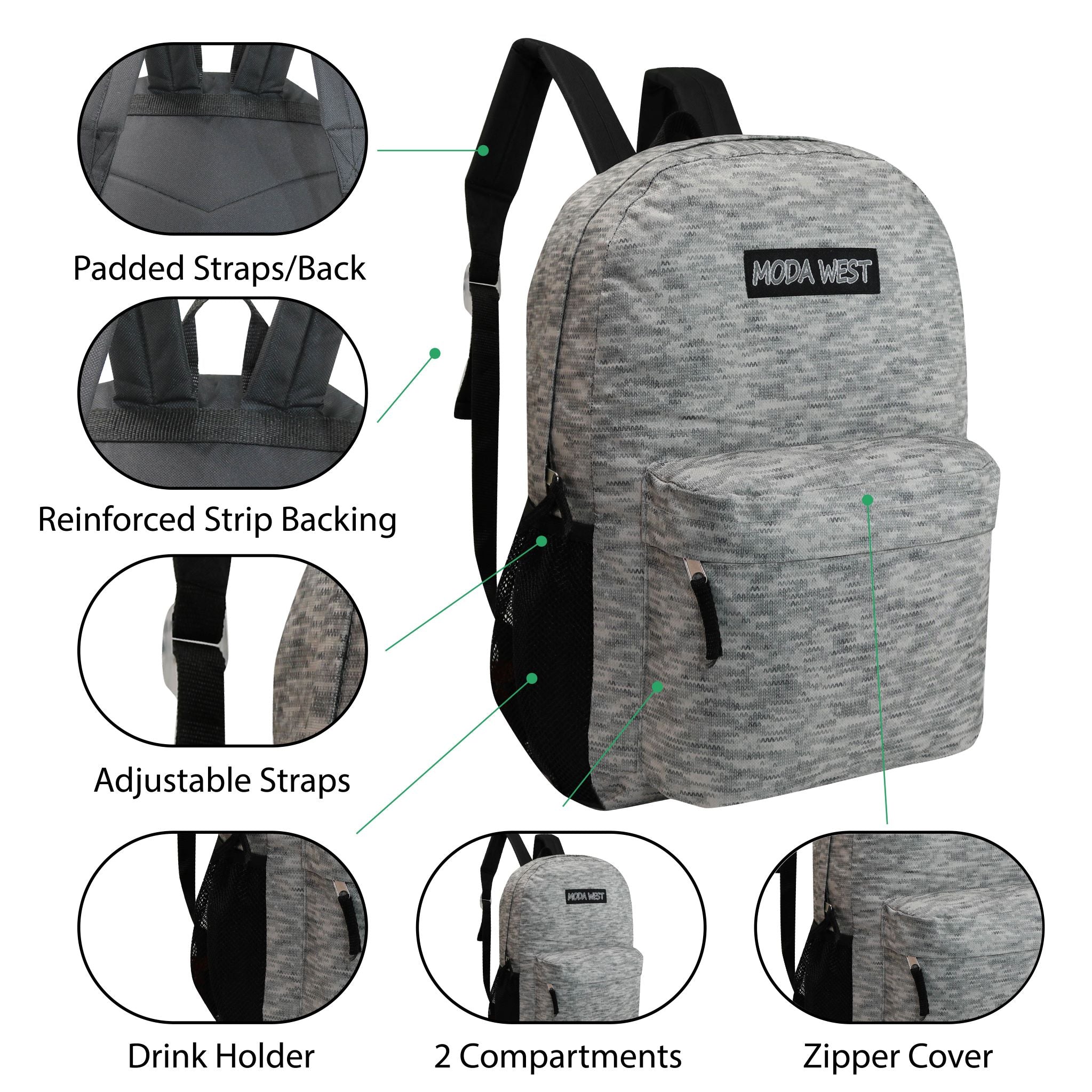 12 Printed 17" Backpacks & Your Choice of 12 Winter Item Sets - Wholesale Care Package: Homeless, Emergency, Charity