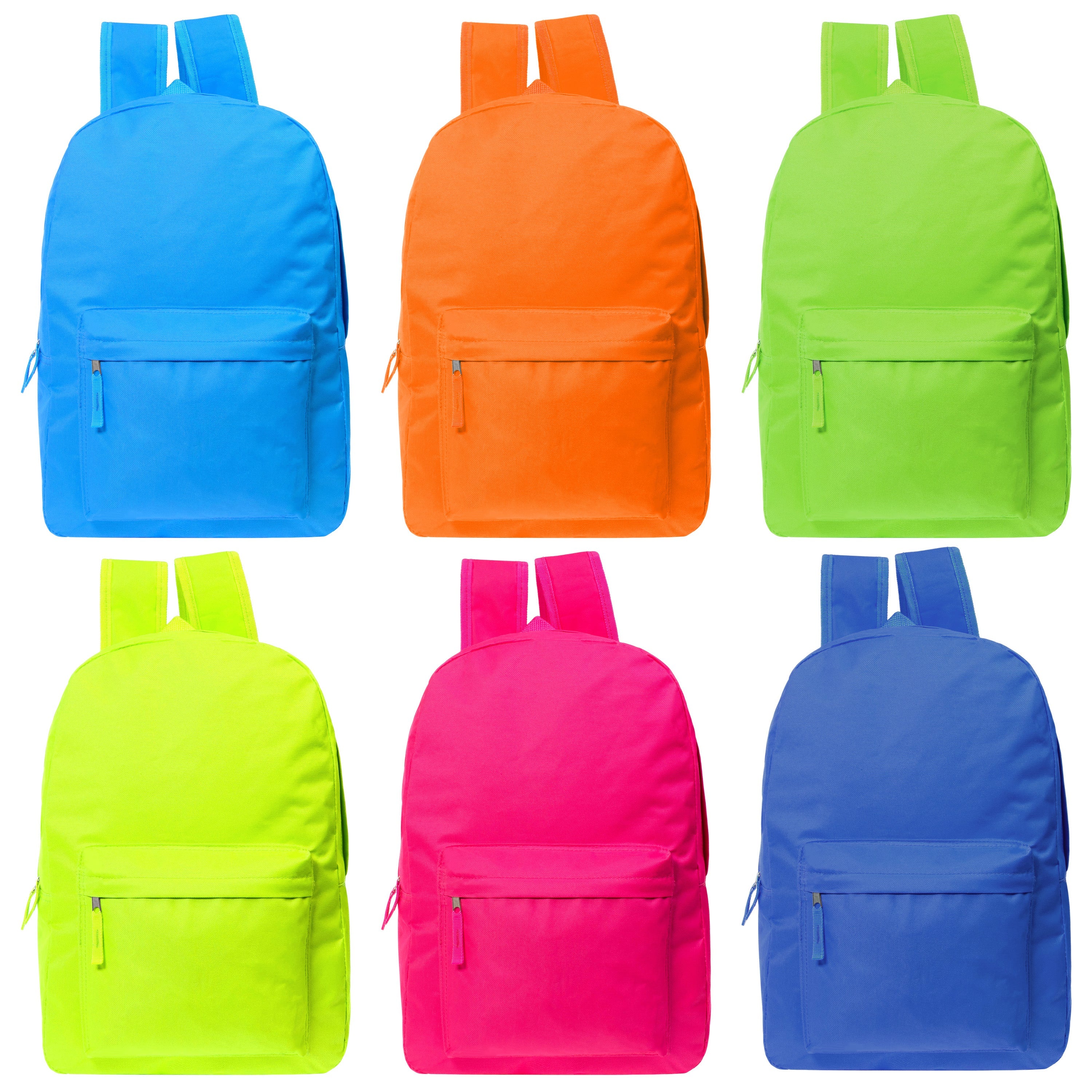 17 Inch Bulk Backpacks in Assorted Colors with School Supply Kits Wholesale - Case of 12