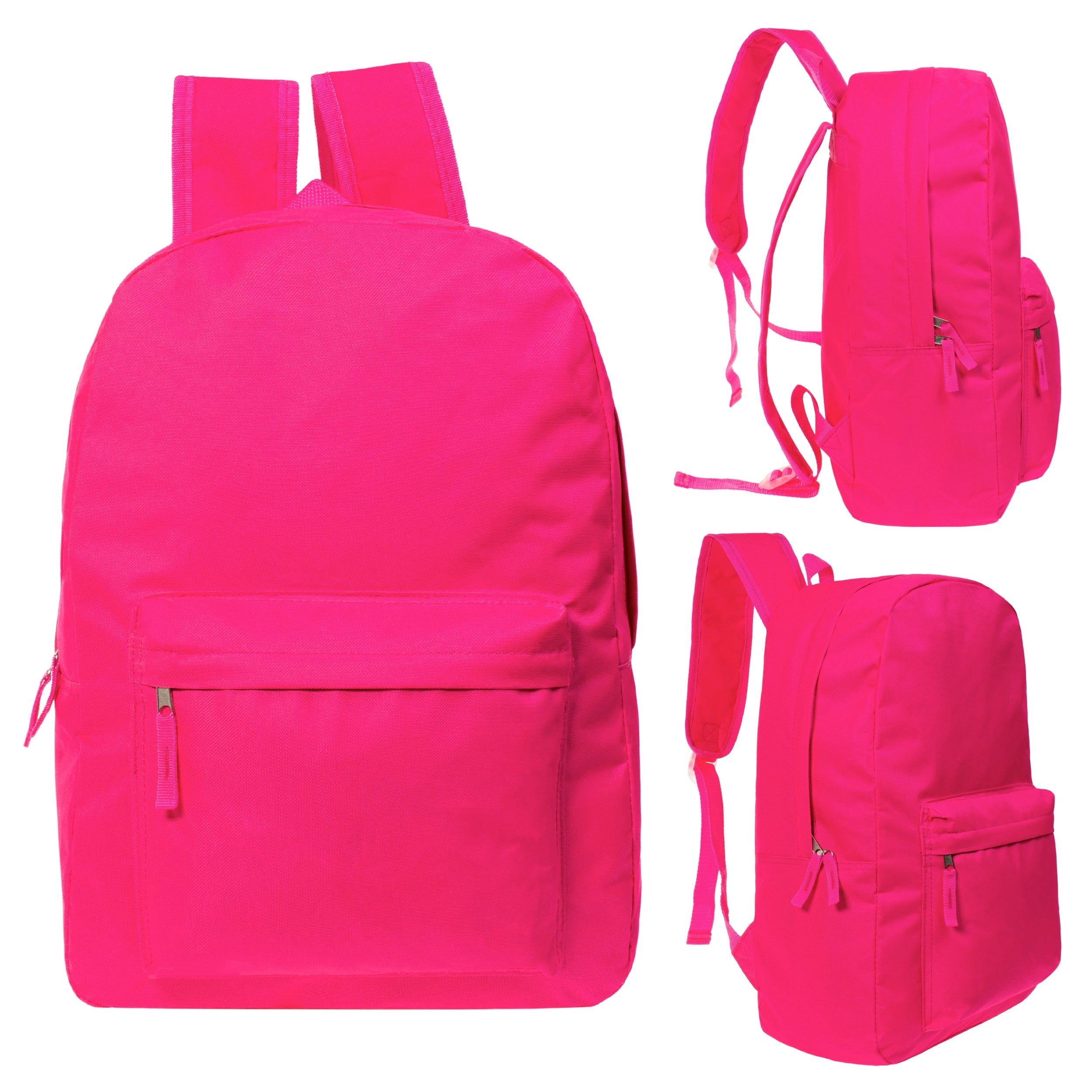 17 Inch Bulk Backpacks in Assorted Colors with School Supply Kits Wholesale - Case of 12