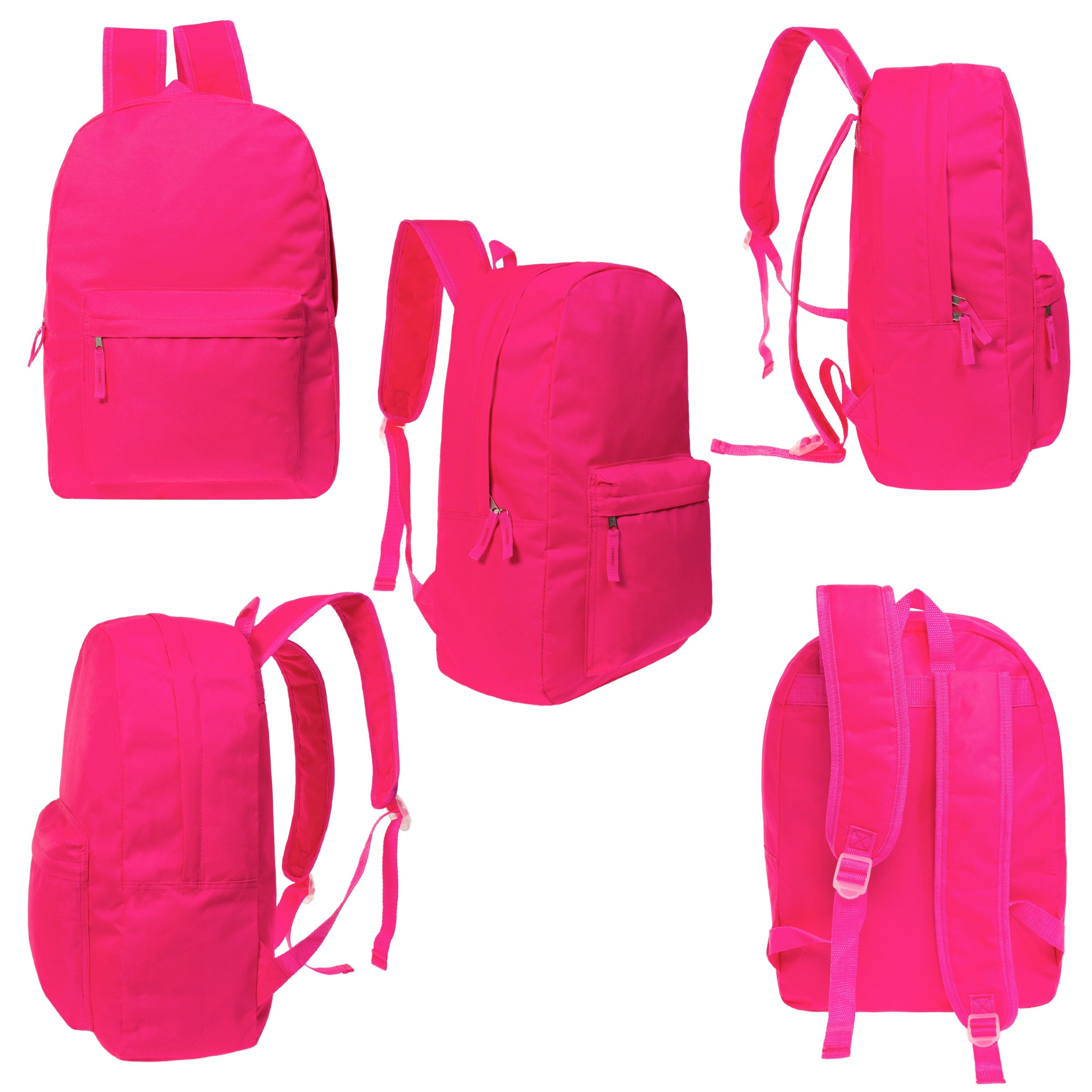 17 Inch Bulk Backpacks in Assorted Colors with School Supply Kits Wholesale - Case of 12