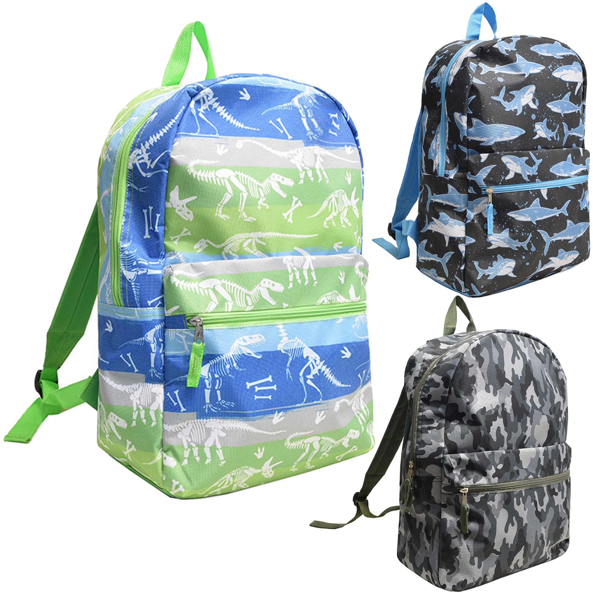 17" Premium Backpack in Assorted Prints - Bulk Case of 24 Backpacks