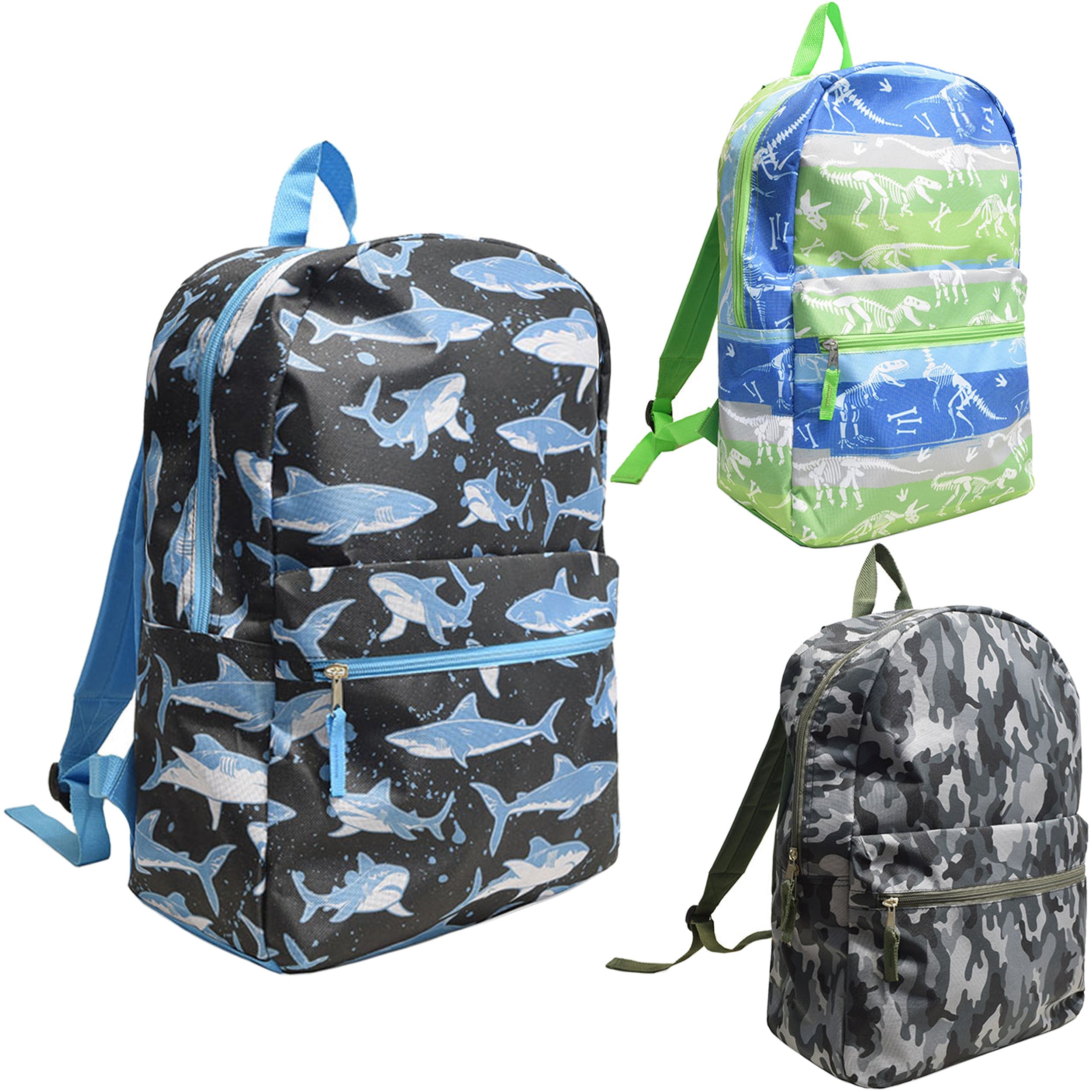 17" Premium Backpack in Assorted Prints - Bulk Case of 24 Backpacks