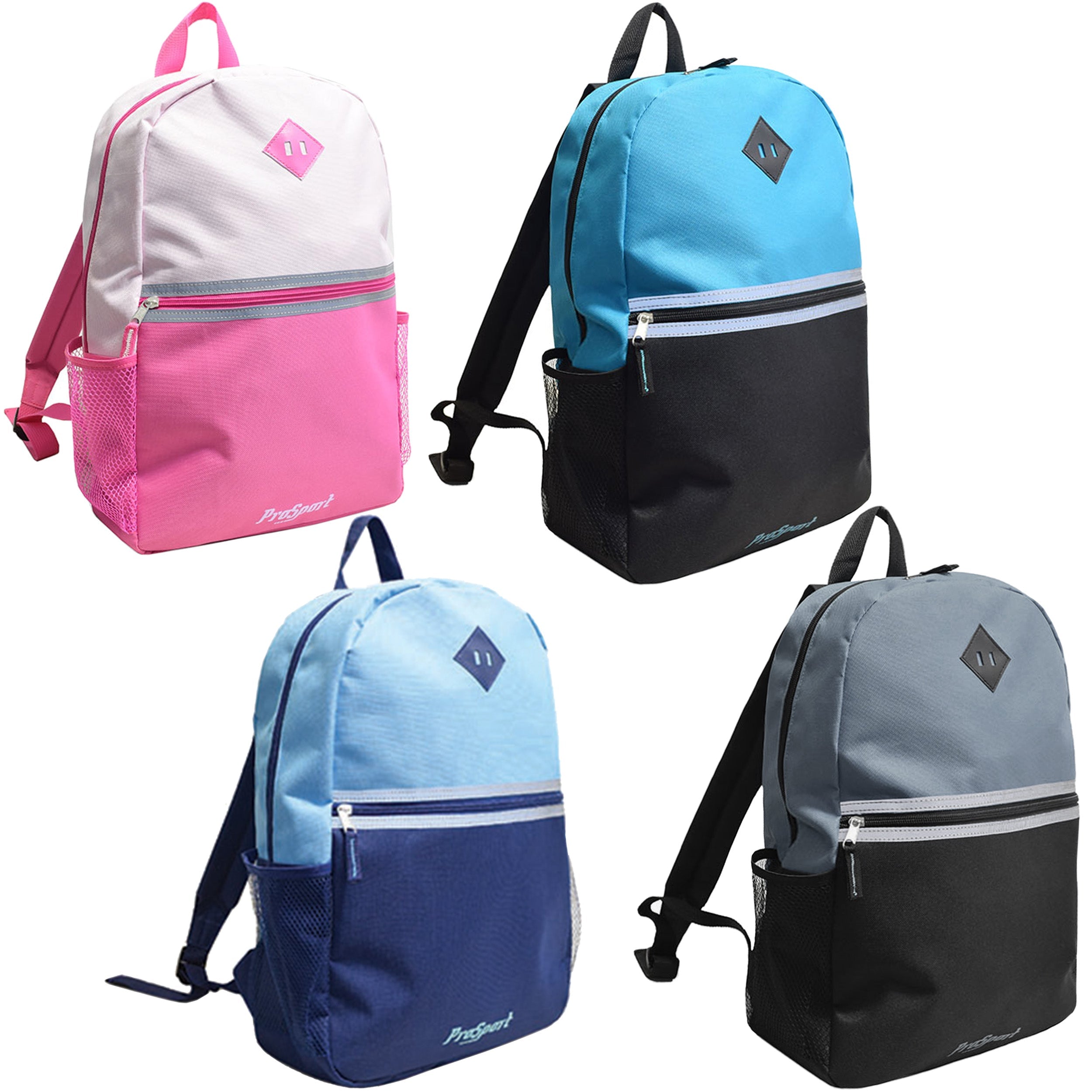 17" Premium Backpack in Assorted Colors - Bulk Case of 24 Backpacks