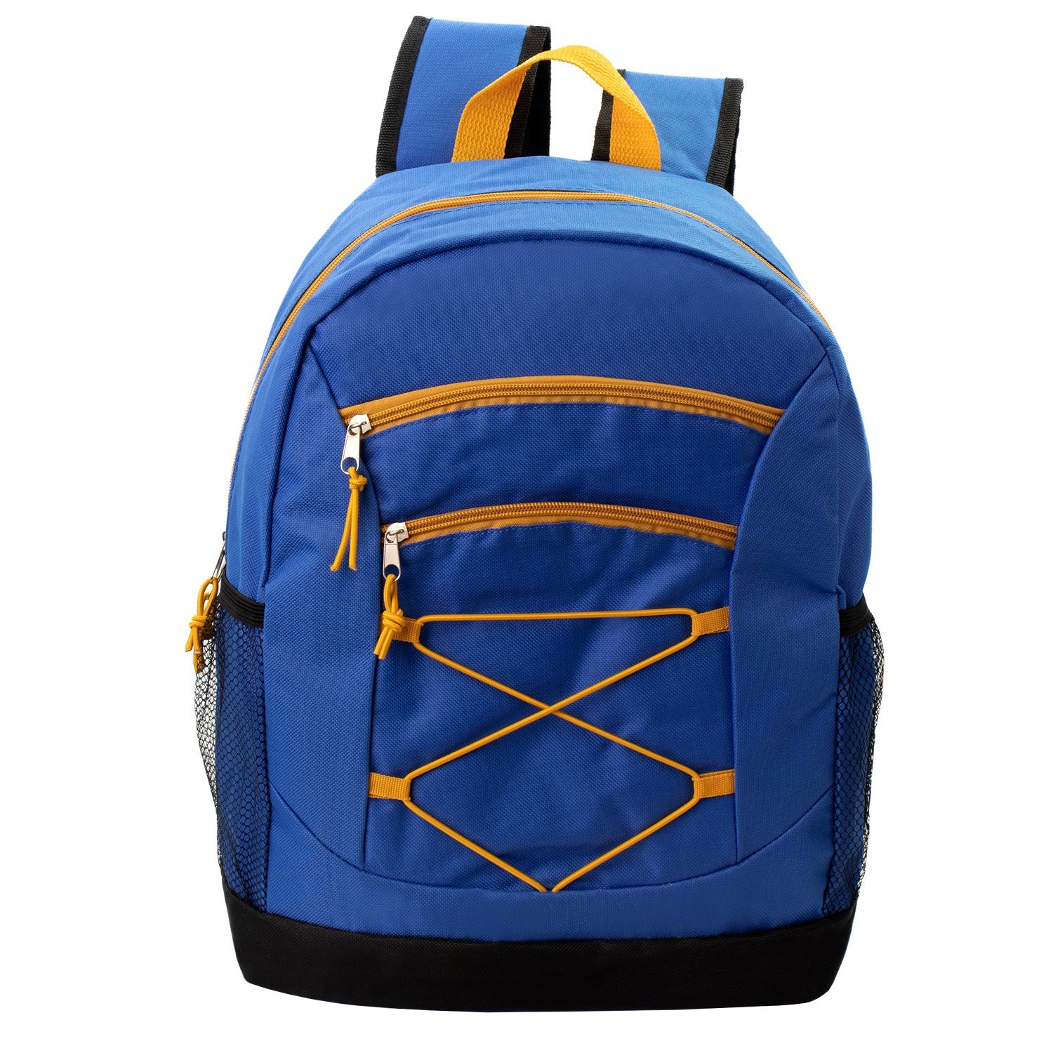 17" Wholesale Bungee Backpacks in 8 Assorted Colors - Bulk Case of 24 Bookbags