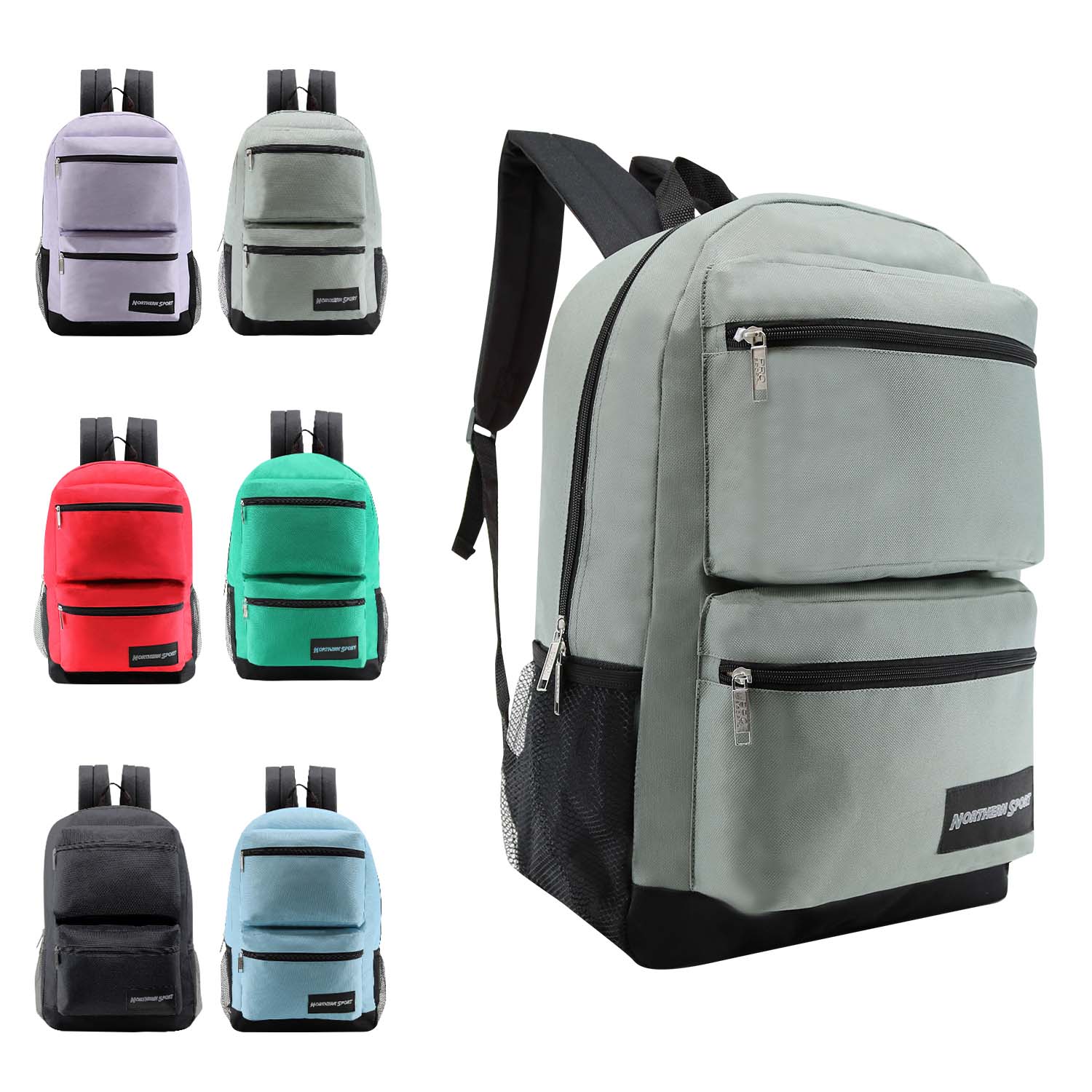 12 Premium 19" Backpacks in 4 Colors, 12 Winter Item Sets & Your Choice of 12 Bulk Hygiene Kits - Wholesale Homeless Care Package