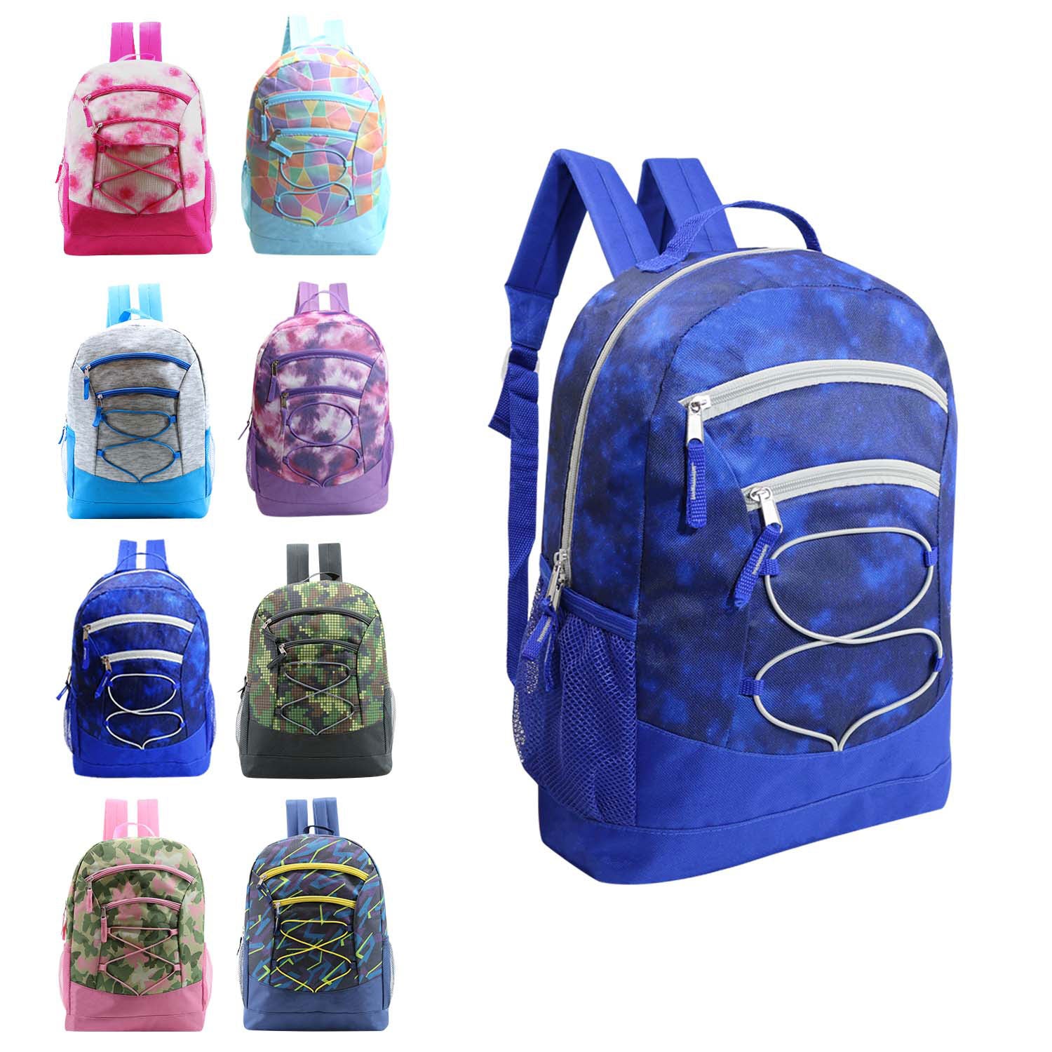 12 Bungee 17" Premium Backpacks & Your Choice of 12 Winter Item Sets - Wholesale Care Package: Homeless, Emergency, Charity