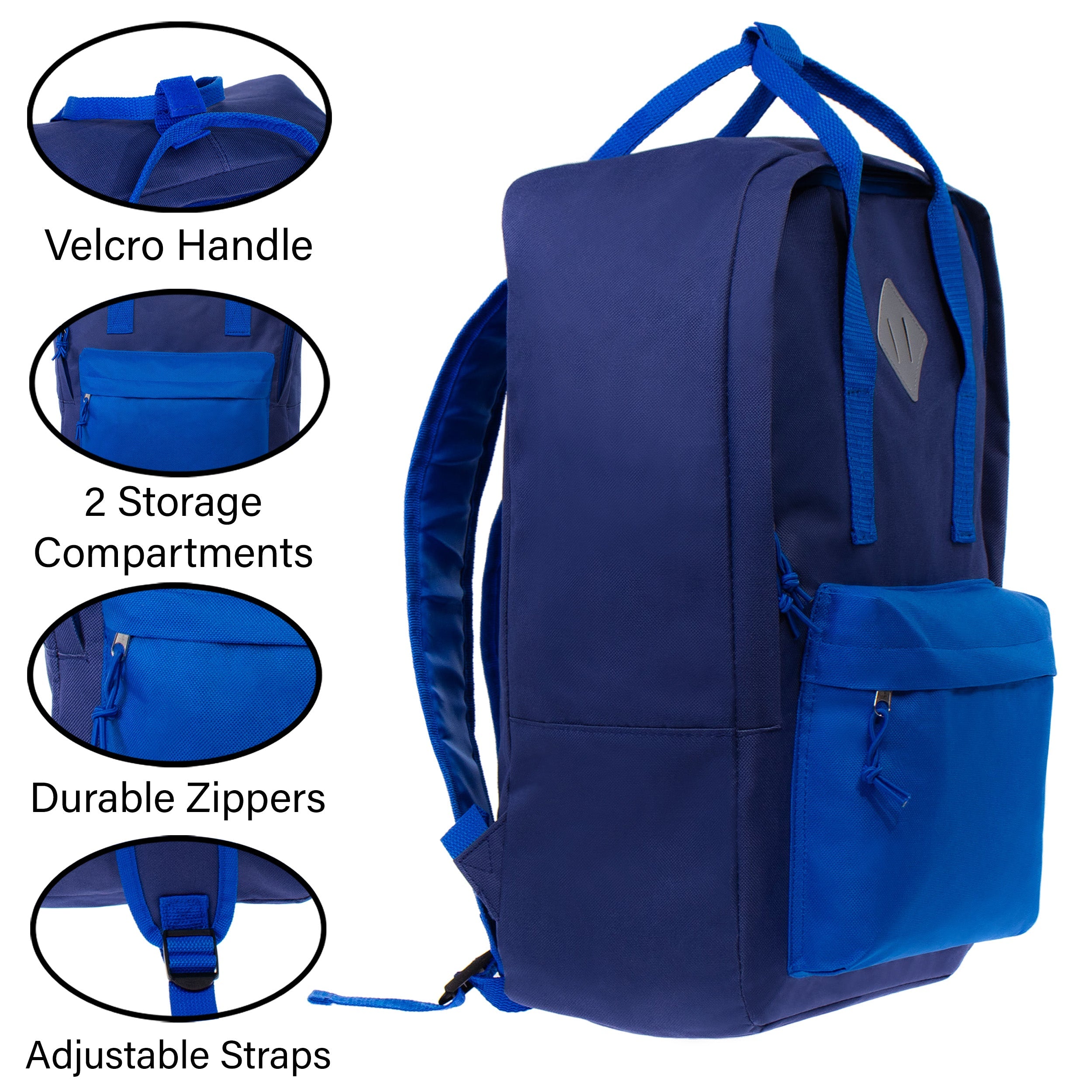 17" Wholesale Backpack with Handles in 5 Assorted Colors - Bulk Case of 24