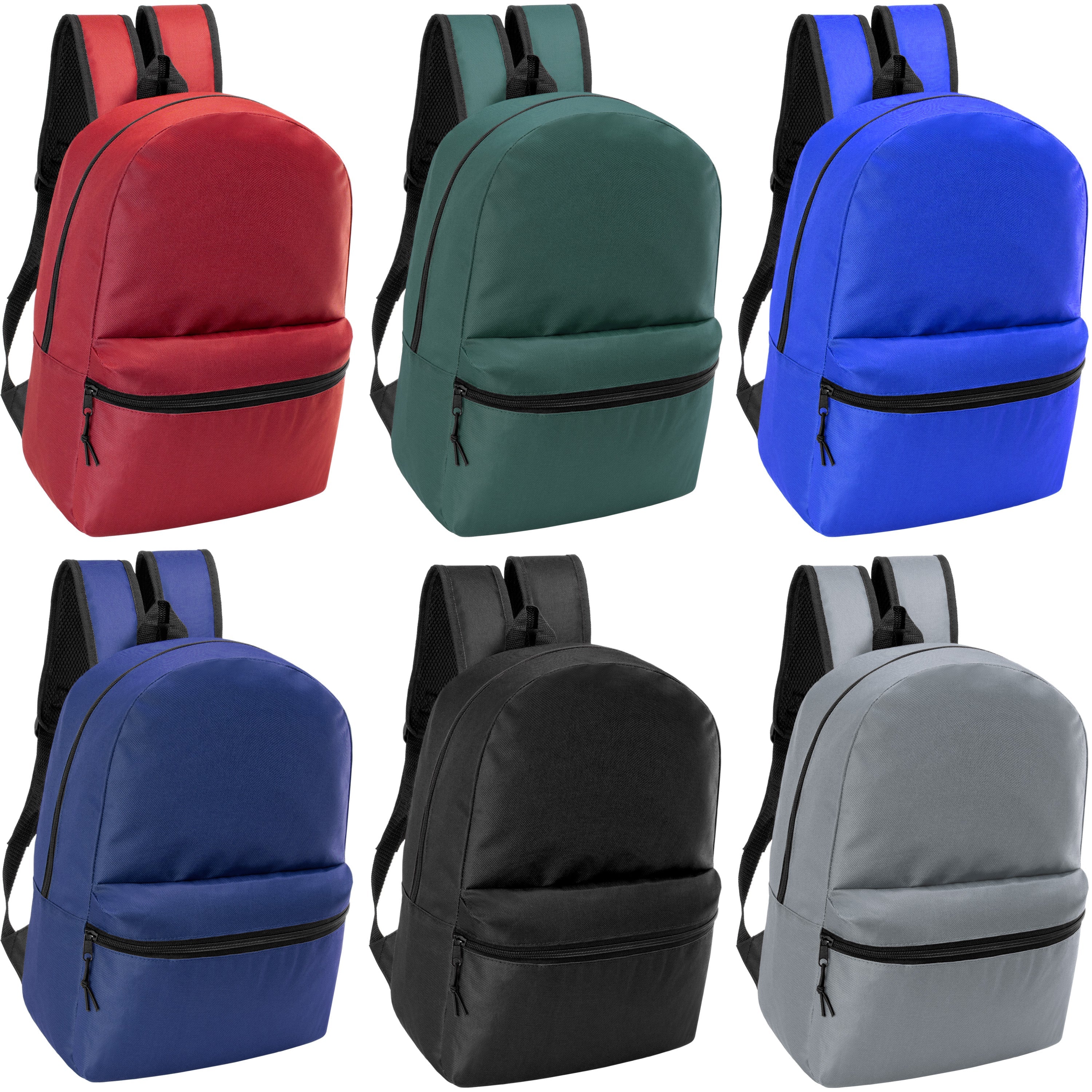 12 Wholesale 18.5" Basic Backpacks in 6 Colors & Your Choice of 12 Winter Item Sets - Wholesale Care Package: Homeless, Emergency, Charity