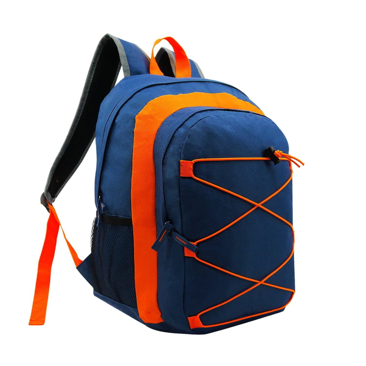 12 Wholesale 17" Bungee Backpacks in 4 Colors and 12 Bulk School Supply Kits of Your Choice