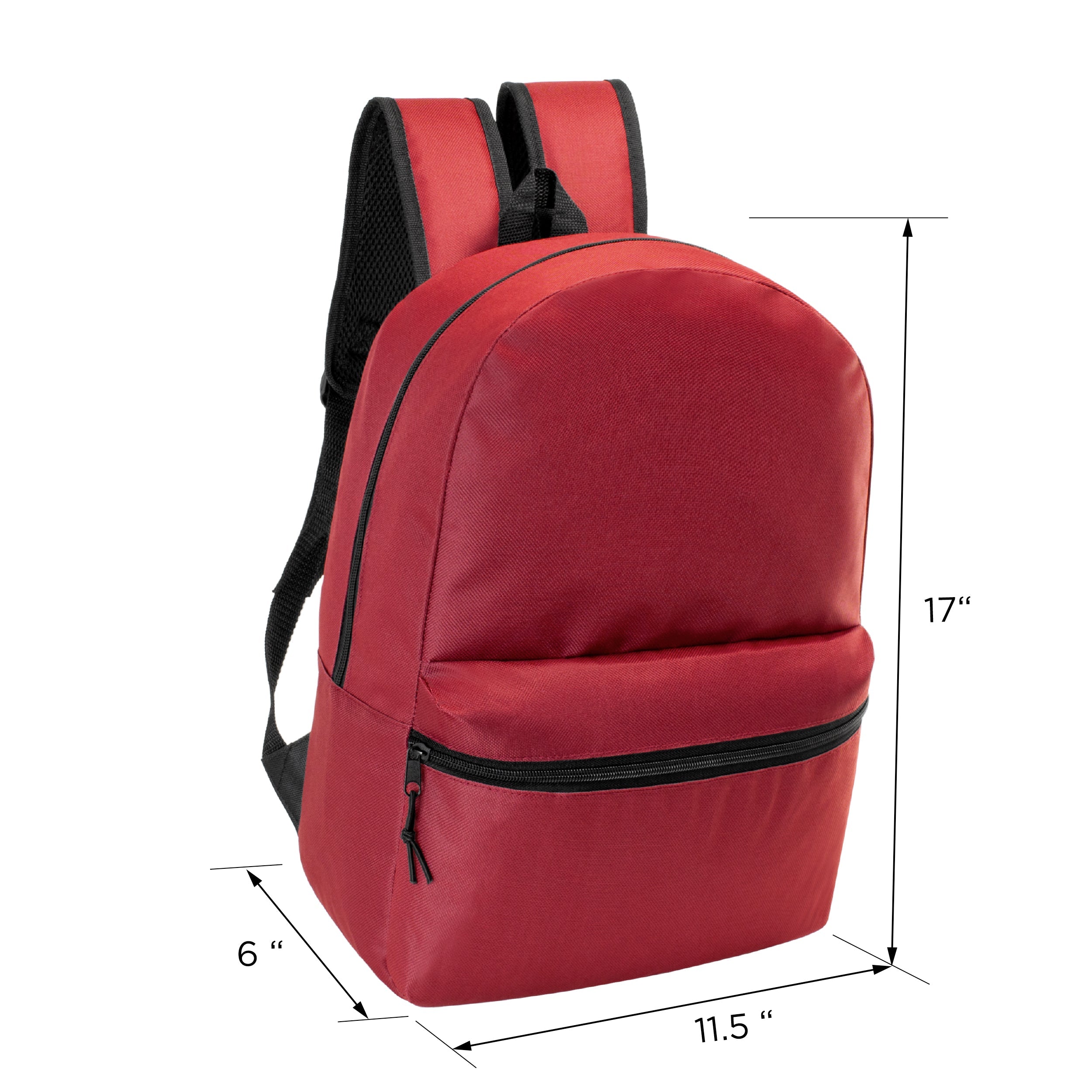 12 Wholesale 17" Basic Wholesale Backpack in 6 Colors & 12 Bulk School Supply Kits of Your Choice