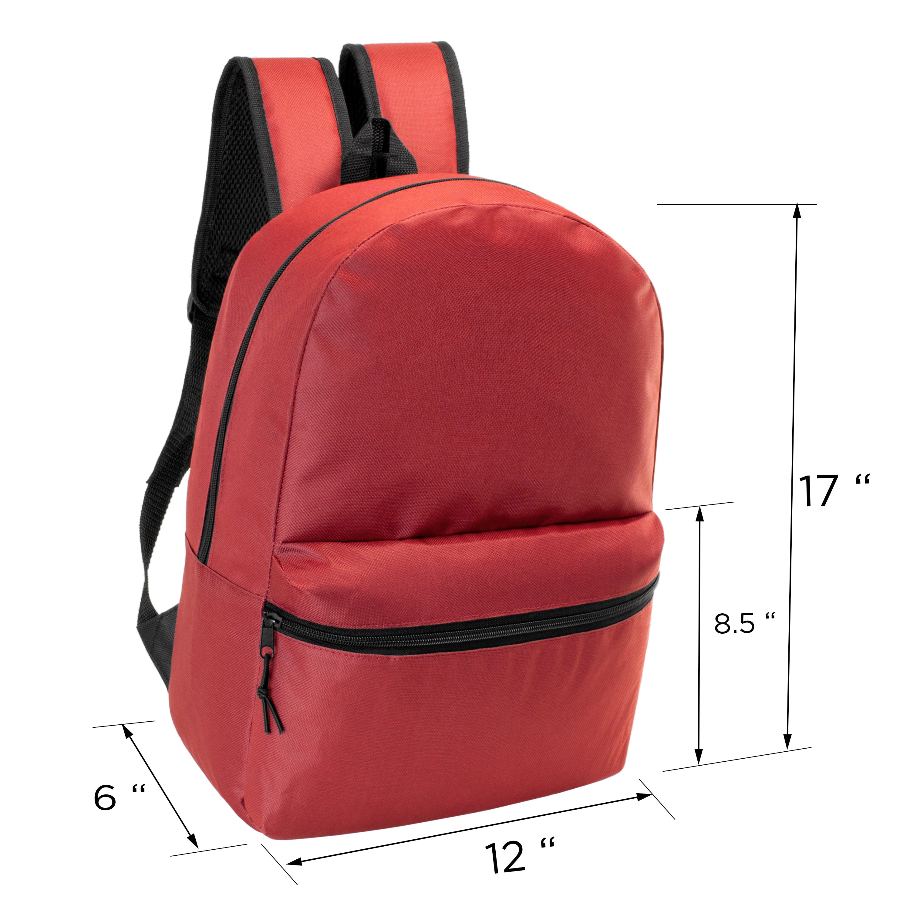 17" Kids Basic Wholesale Backpack in 12 Colors - Bulk Case of 20 Backpacks