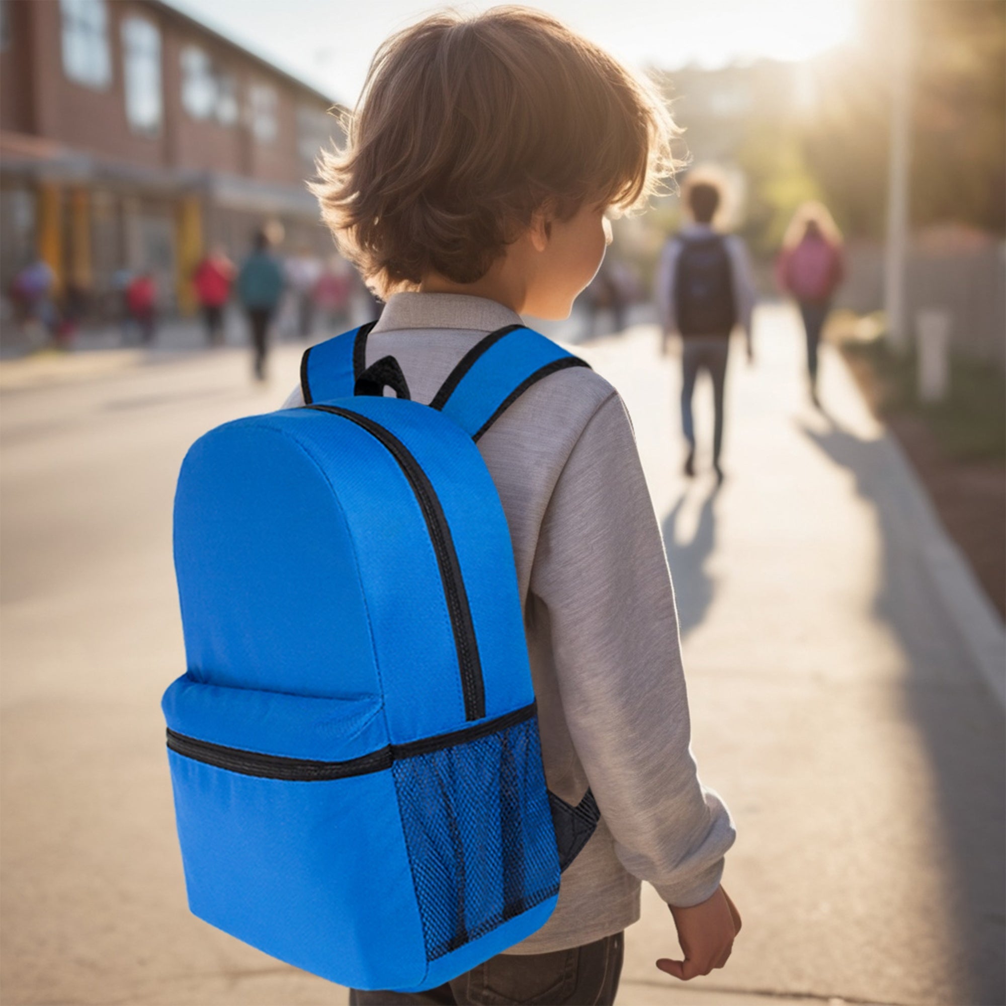 12 Wholesale 16" Basic Backpacks in 12 Assorted Colors & 12 Bulk School Supply Kits of Your Choice