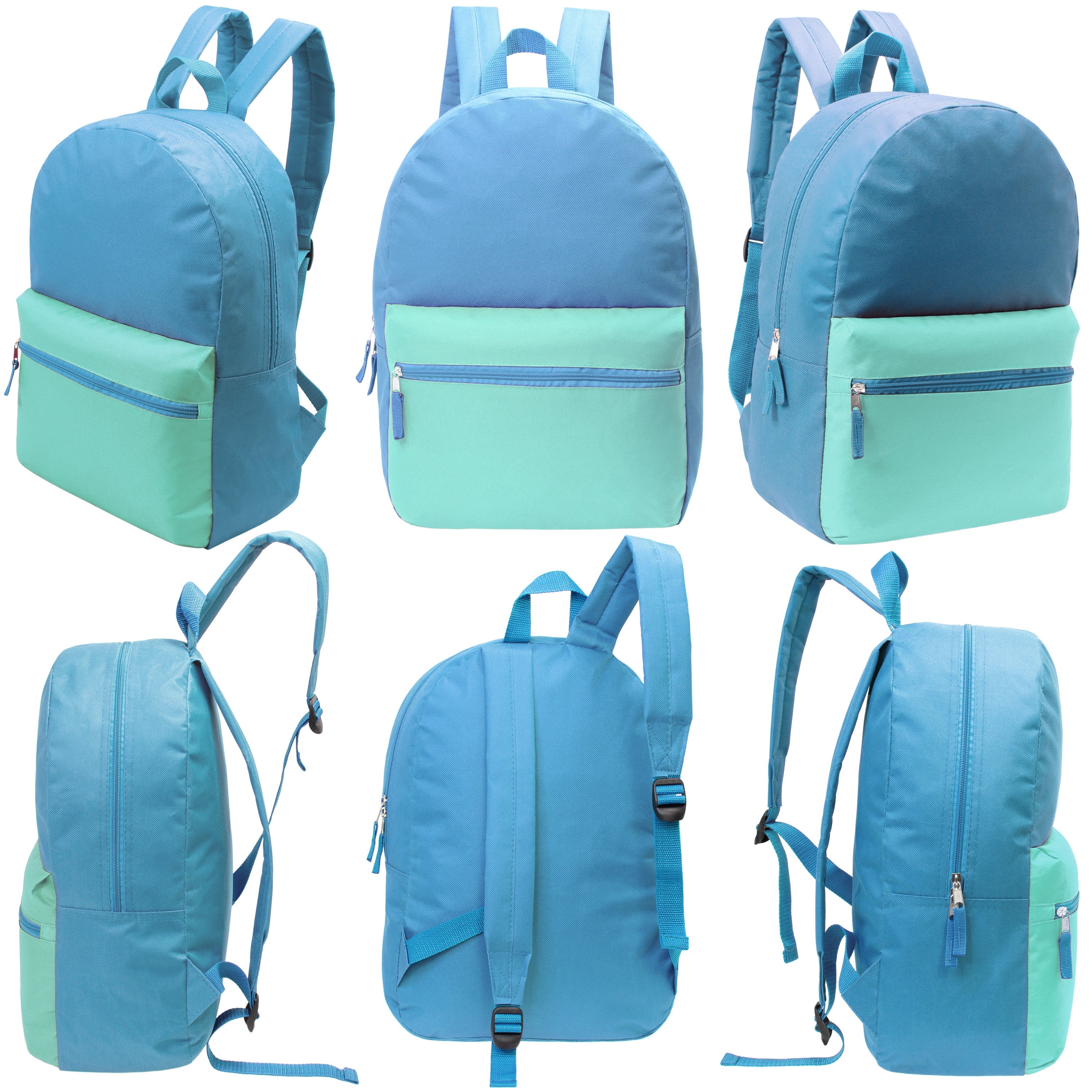 12 Basic Multi Color 17" Backpacks, 12 Winter Item Sets & Your Choice of 12 Bulk Hygiene Kits - Wholesale Homeless Care Package