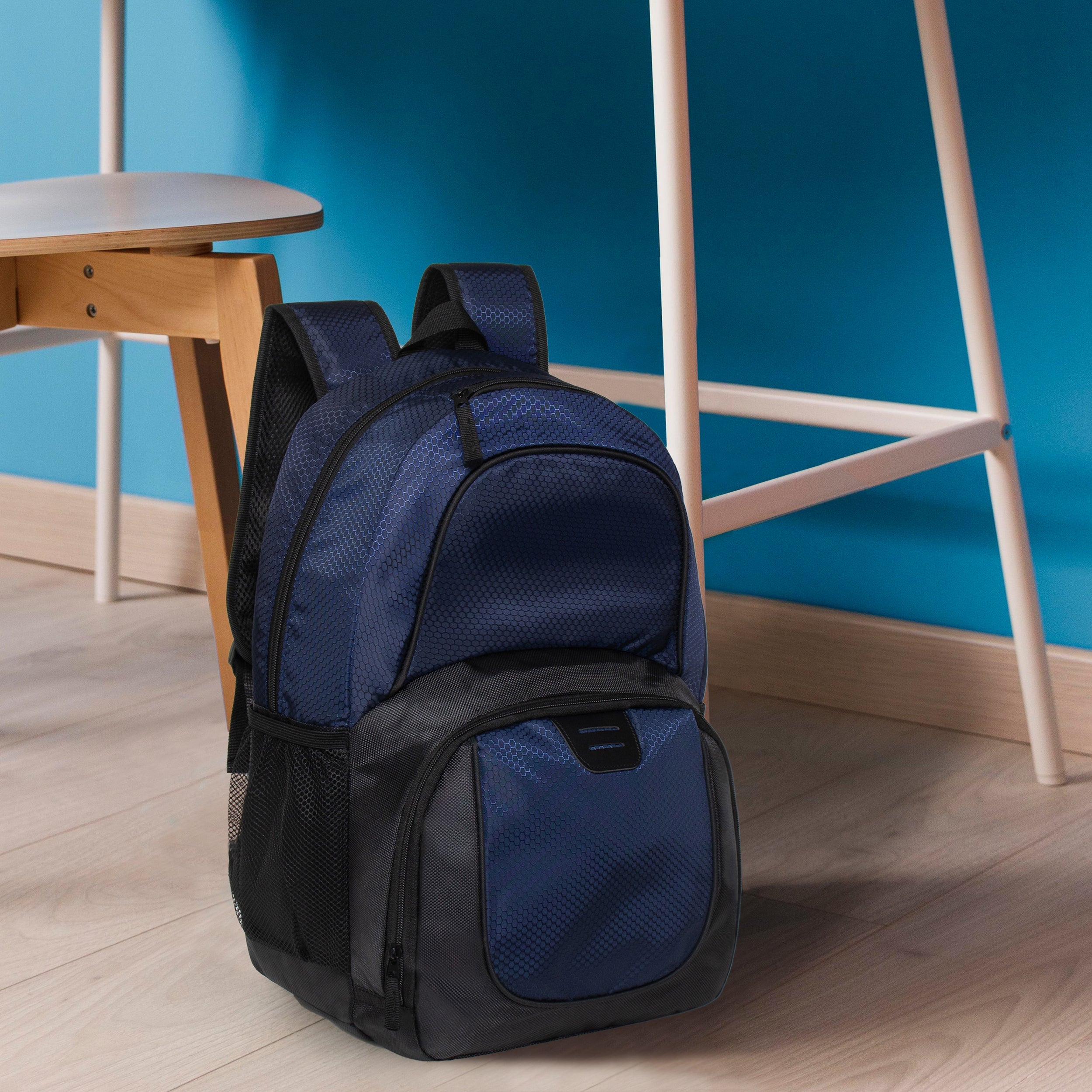 18" Deluxe Padded Back Wholesale Nylon Backpack with Laptop Pocket & Organizer - Bulk Case of 24