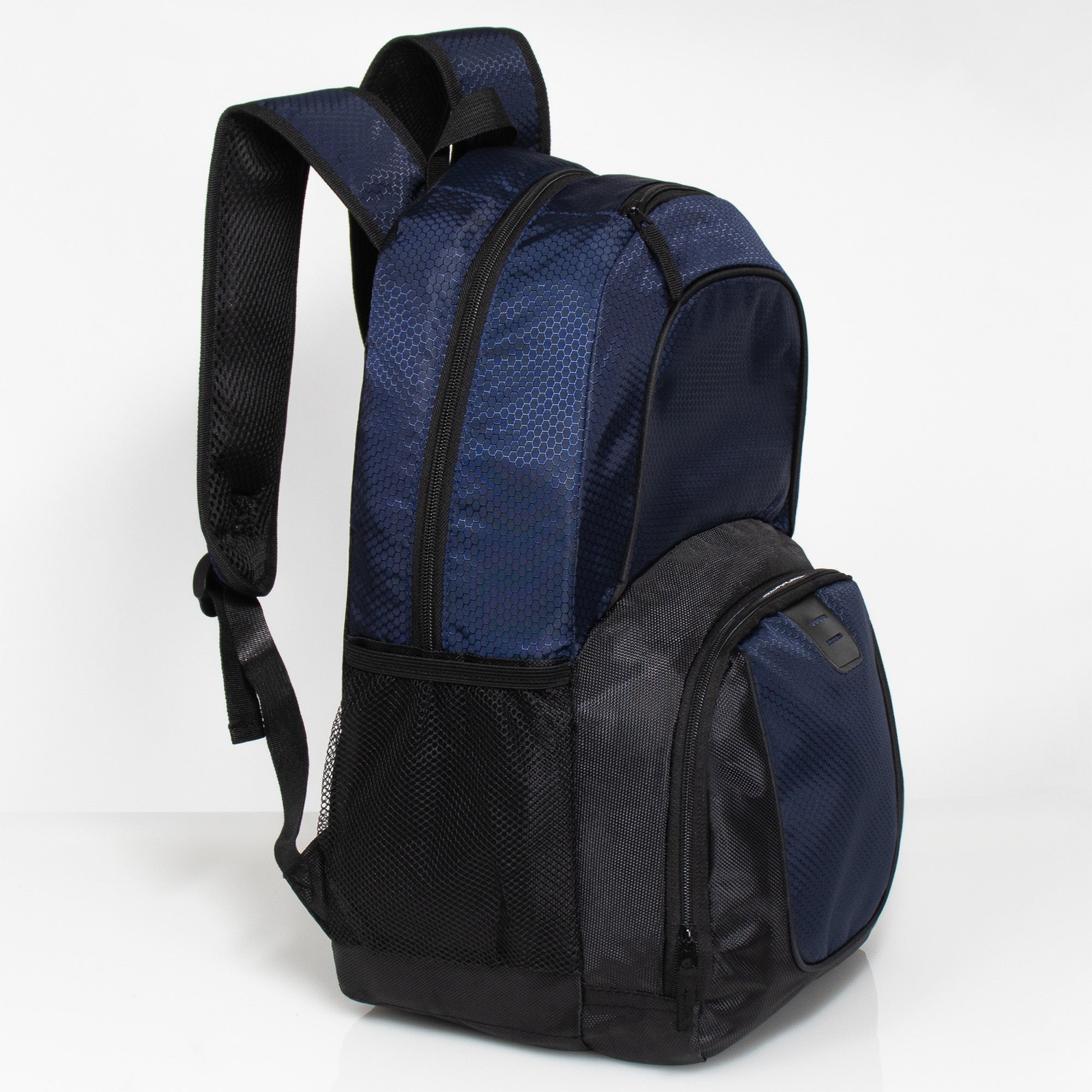 18" Deluxe Padded Back Wholesale Nylon Backpack with Laptop Pocket & Organizer - Bulk Case of 24