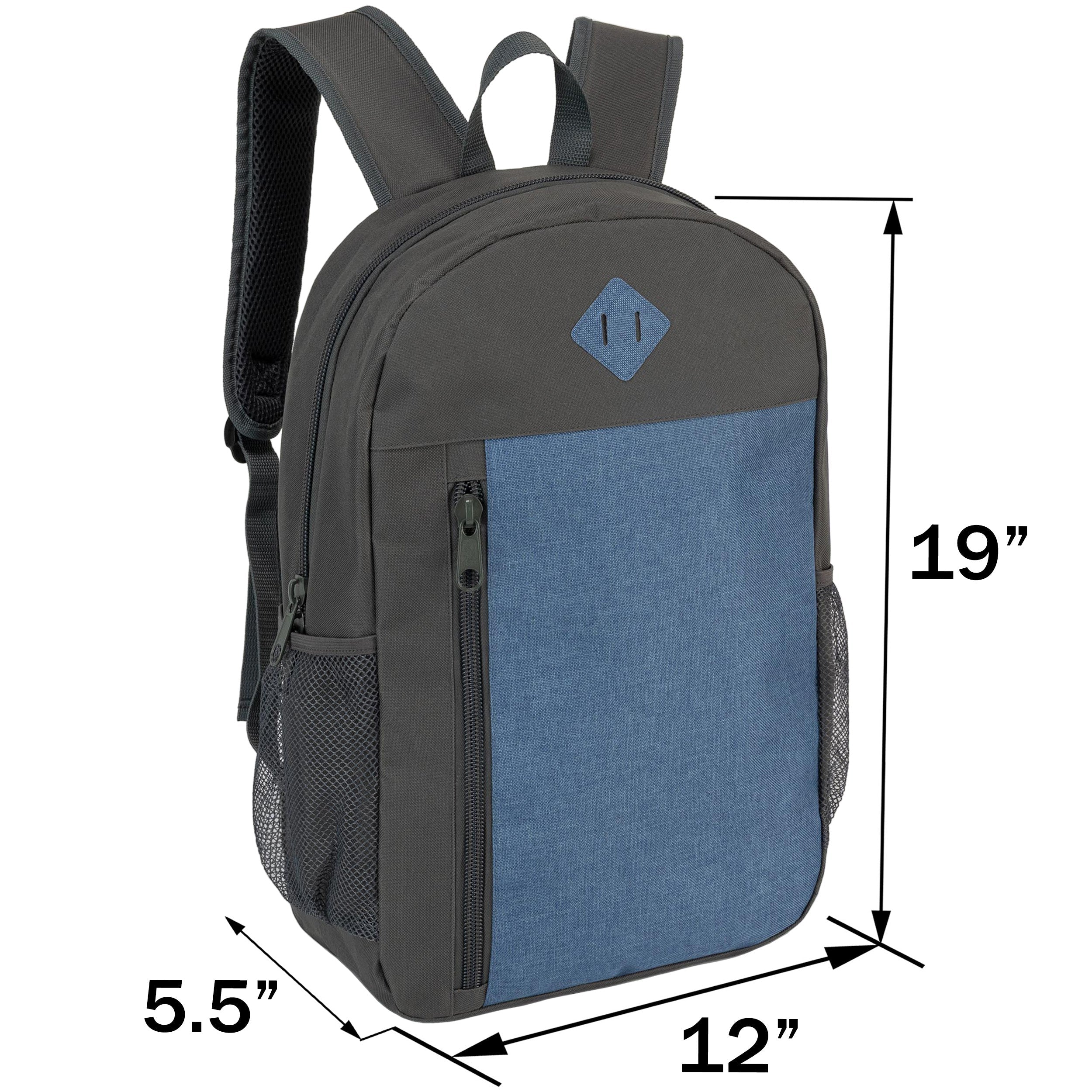 12 Black 19" Backpacks with an Accent Panel & Your Choice of 12 Winter Item Sets - Wholesale Care Package: Homeless, Emergency, Charity