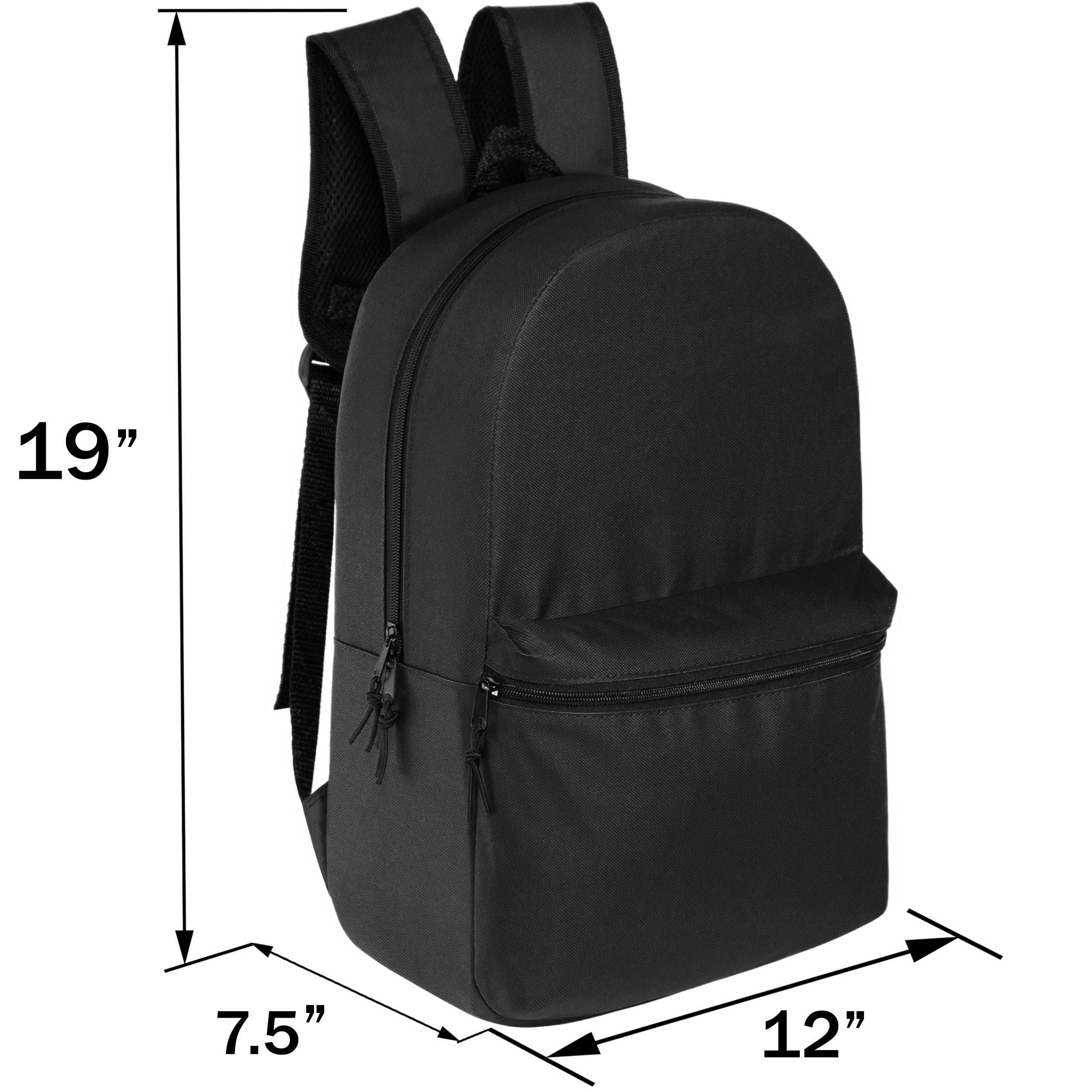 12 Wholesale 18.5" Basic Backpacks in Black & Your Choice of 12 Winter Item Sets - Wholesale Care Package: Homeless, Emergency, Charity