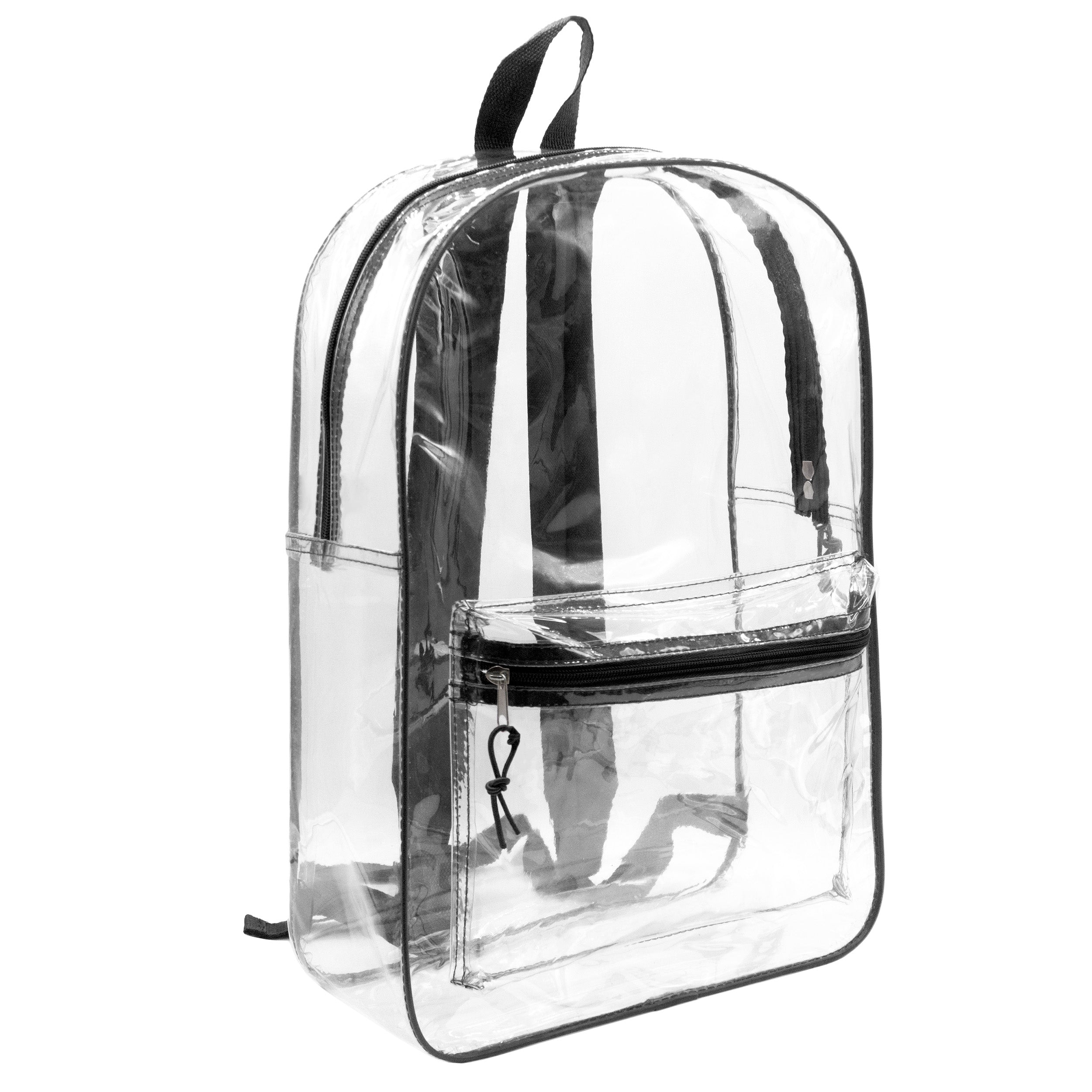 17" Clear Vinyl Backpacks With Assorted Color Piping - Wholesale Kit of 12